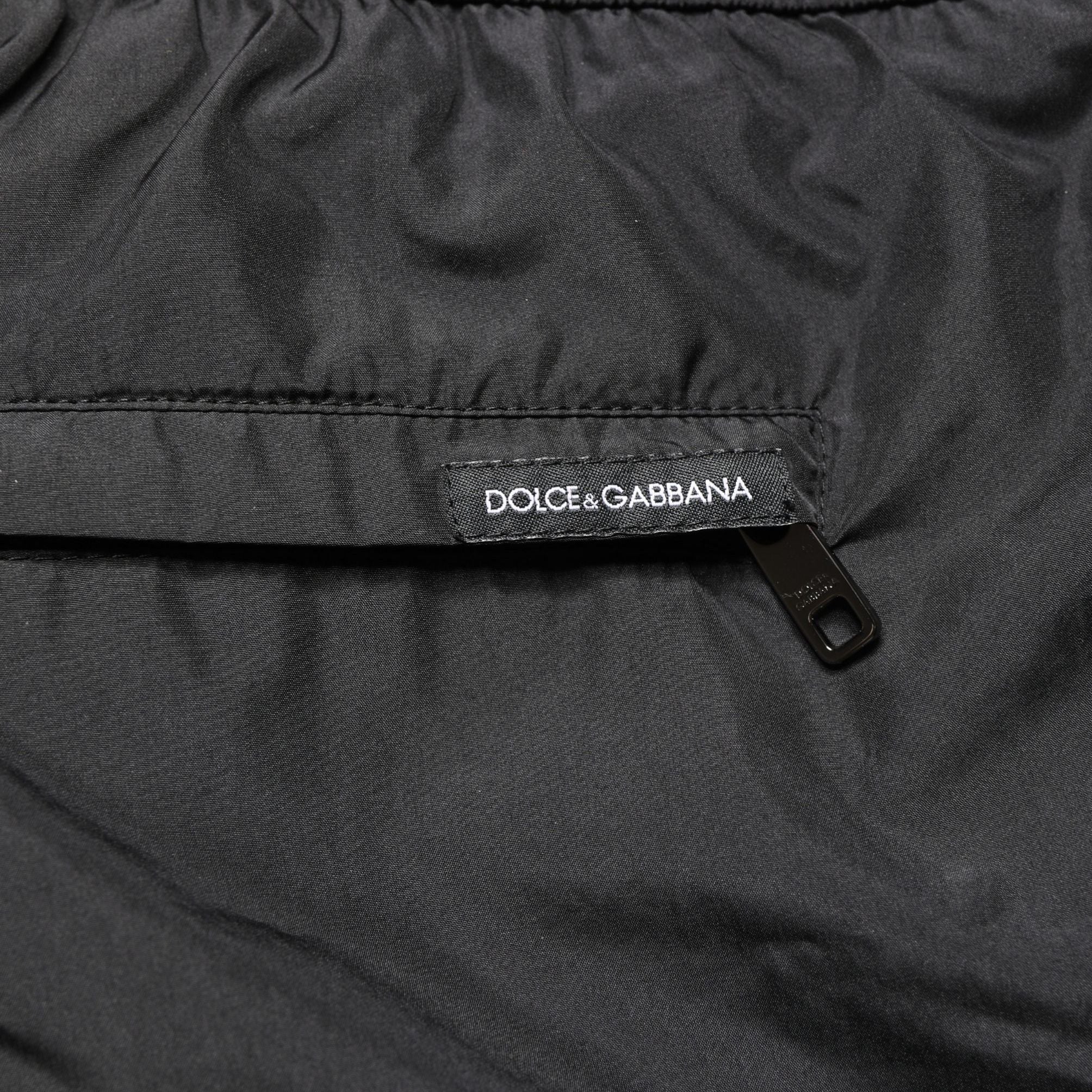 Dolce & Gabbana Black Polyester Drawstring Men Shorts Swimwear