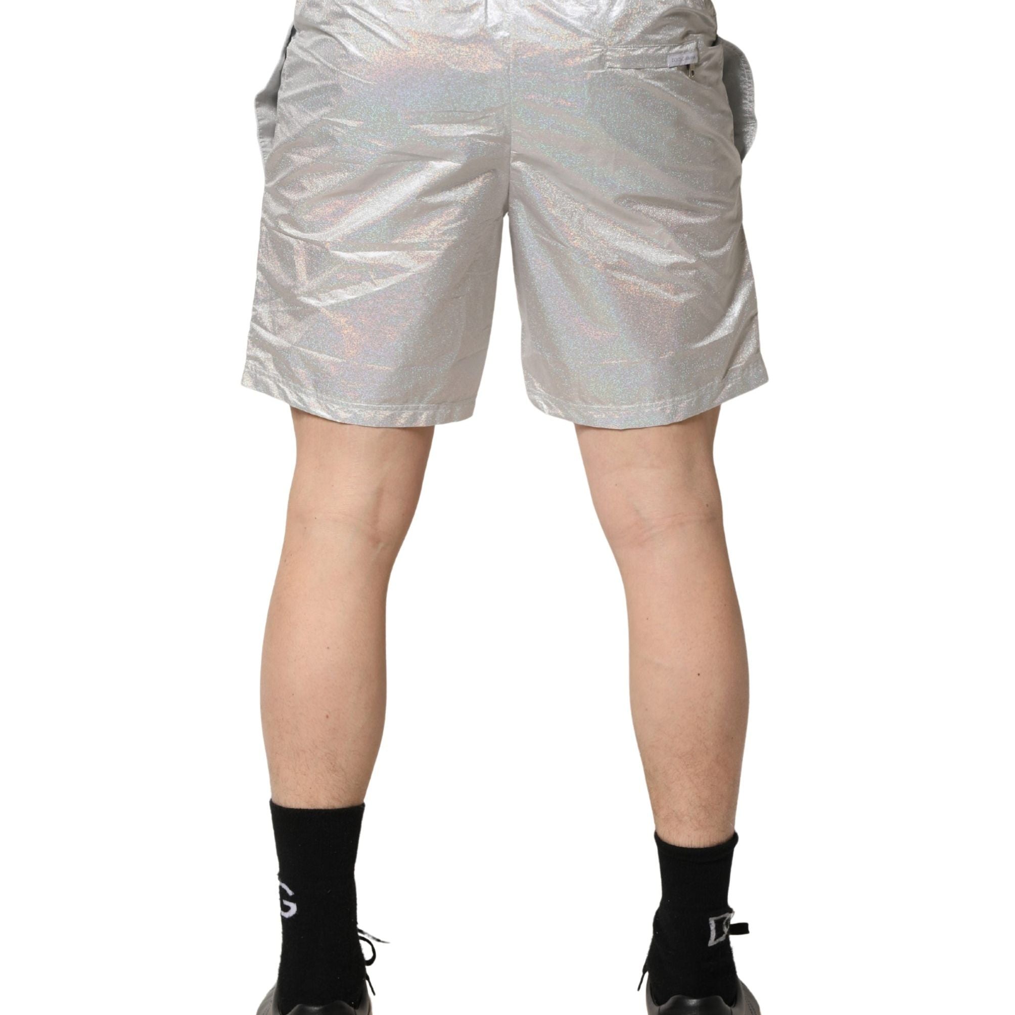 Dolce & Gabbana Silver Polyester Drawstring Men Shorts Swimwear