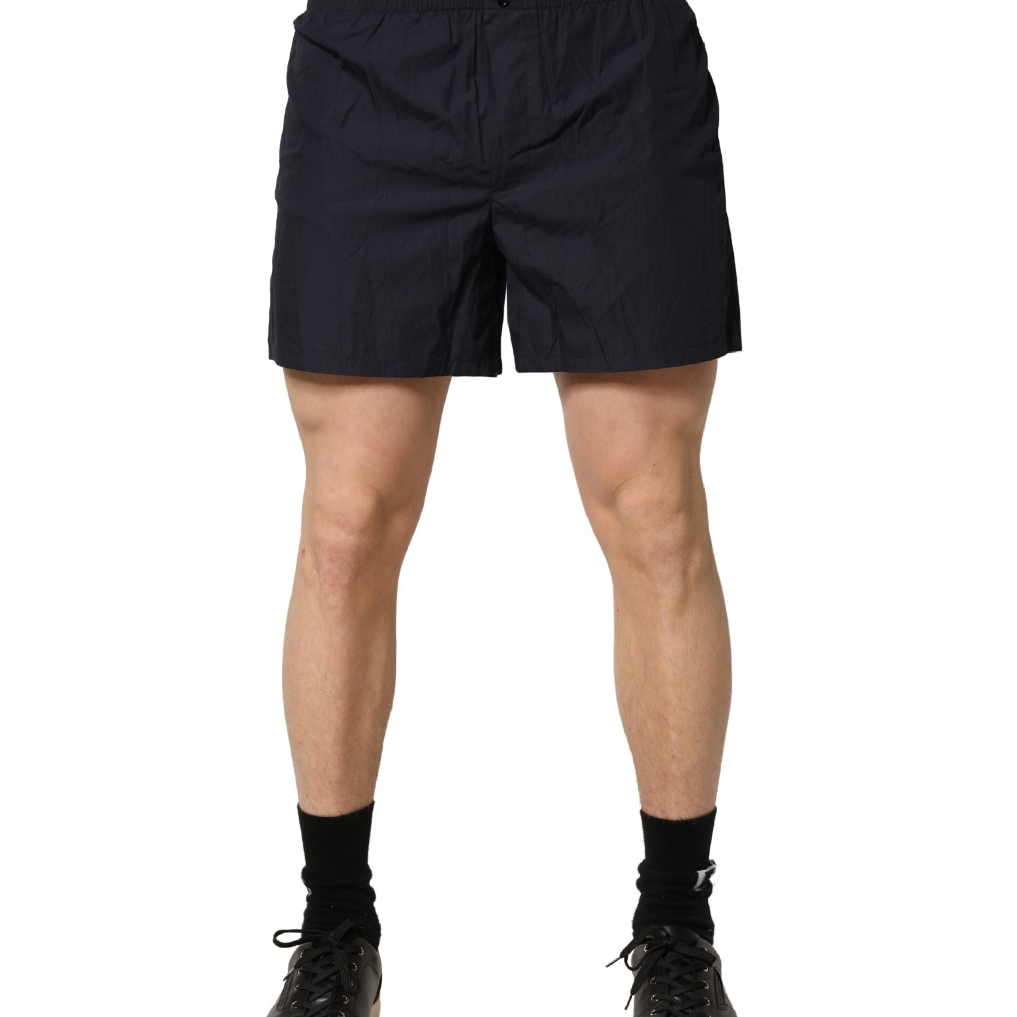 Dolce & Gabbana Black Cotton Elastic Waist Swim Shorts Swimwear