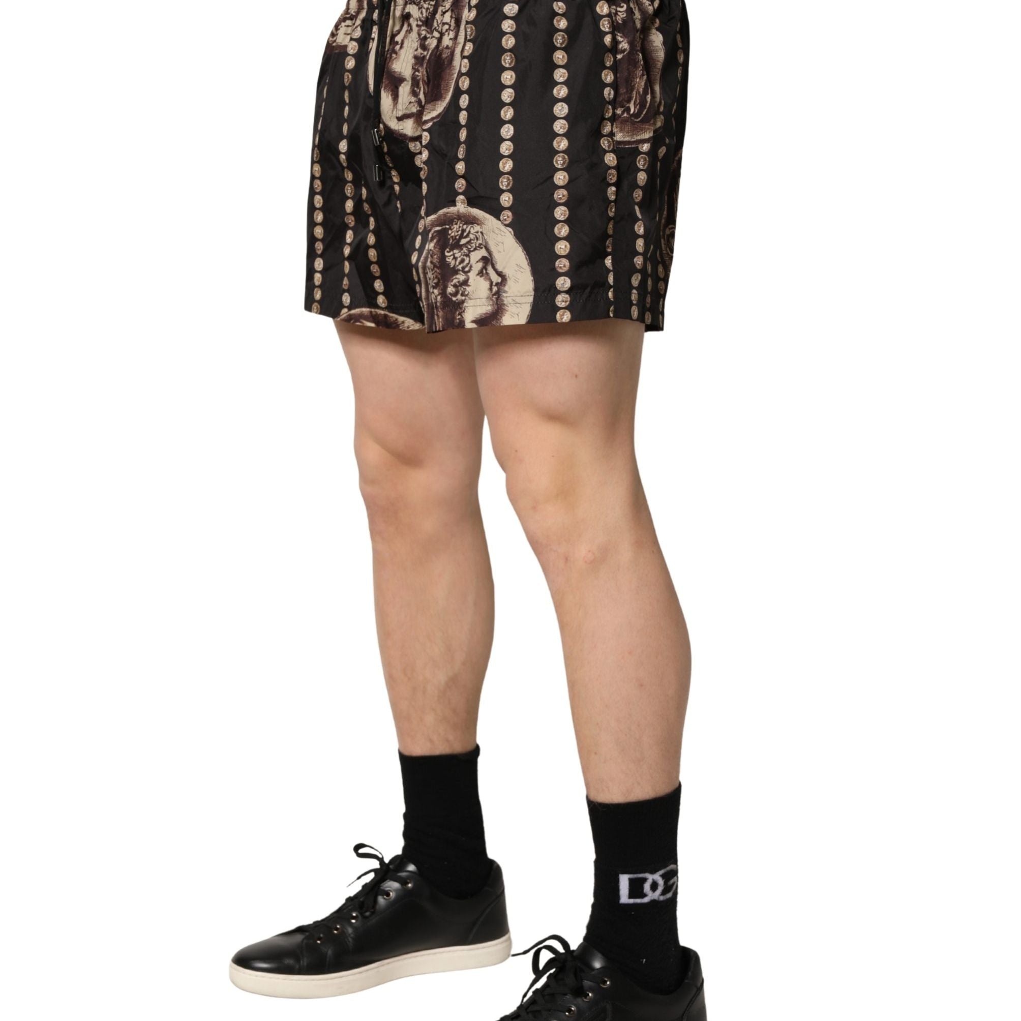 Dolce & Gabbana Black Roman Coin Print Swim Shorts Swimwear