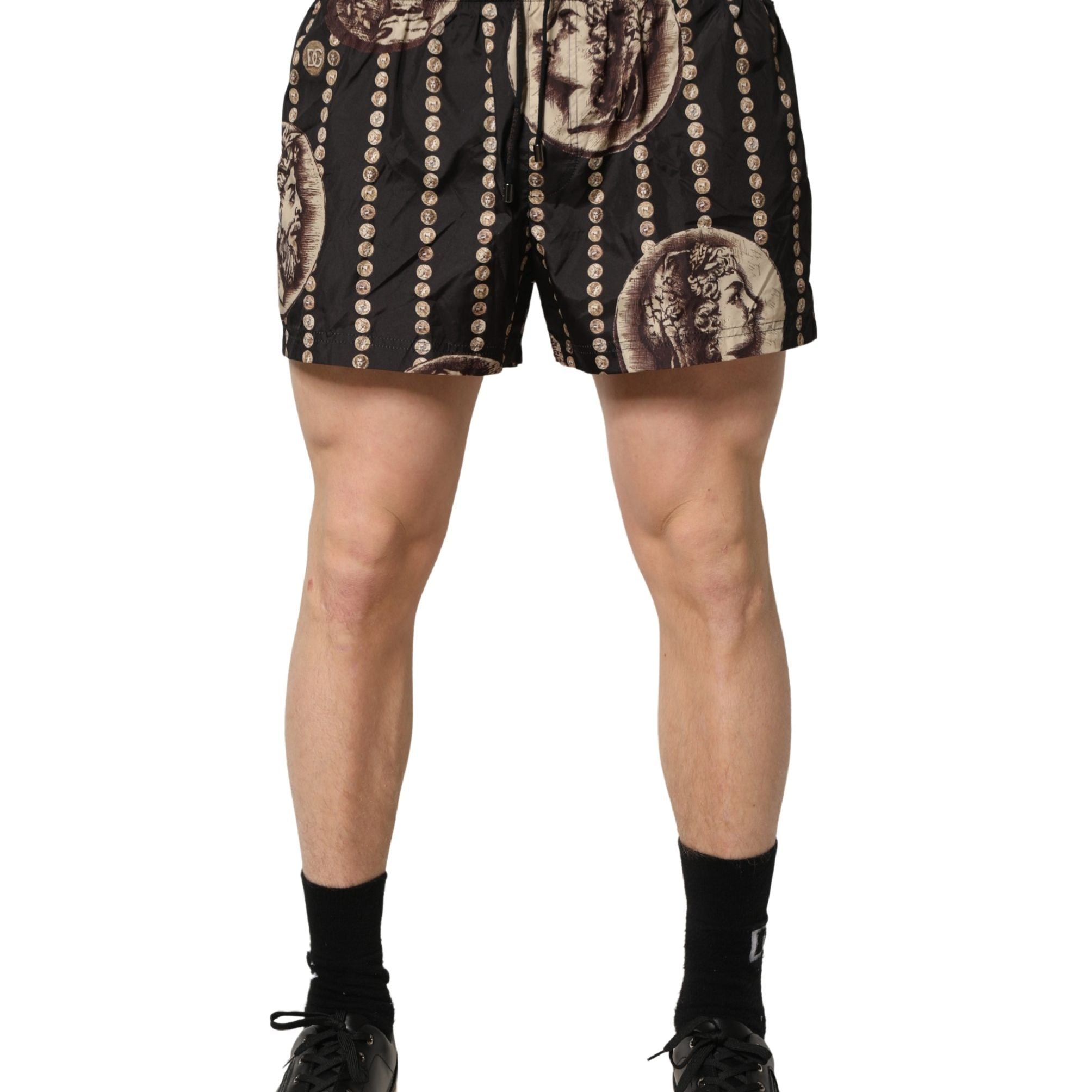 Dolce & Gabbana Black Roman Coin Print Swim Shorts Swimwear