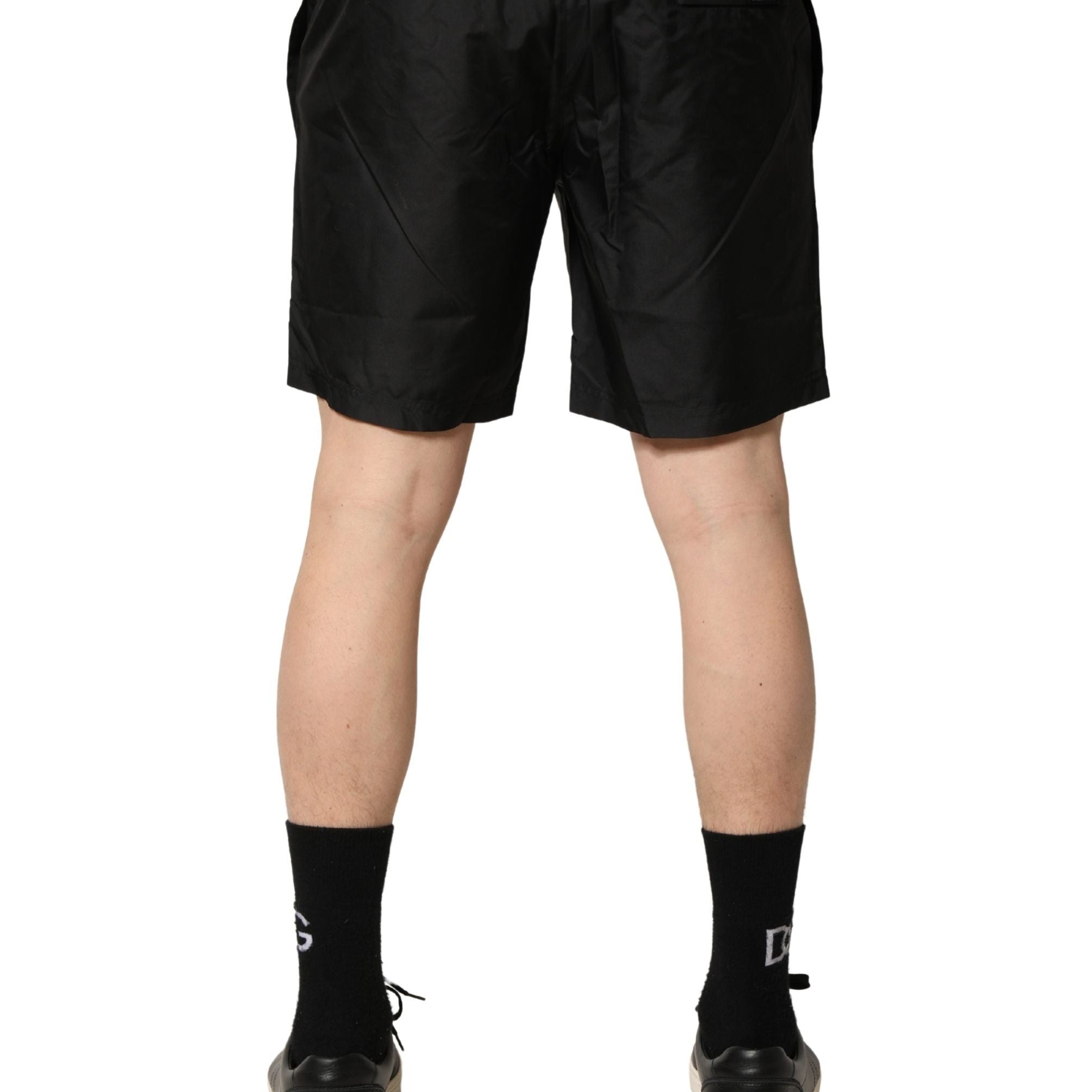 Dolce & Gabbana Black Polyester Drawstring Men Shorts Swimwear