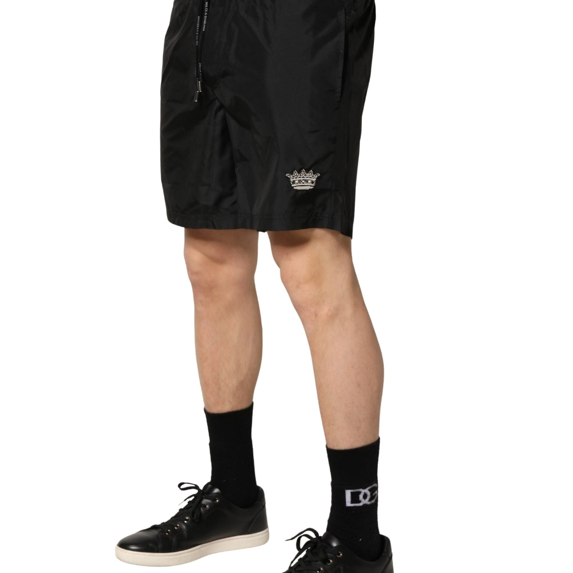 Dolce & Gabbana Black Polyester Drawstring Men Shorts Swimwear