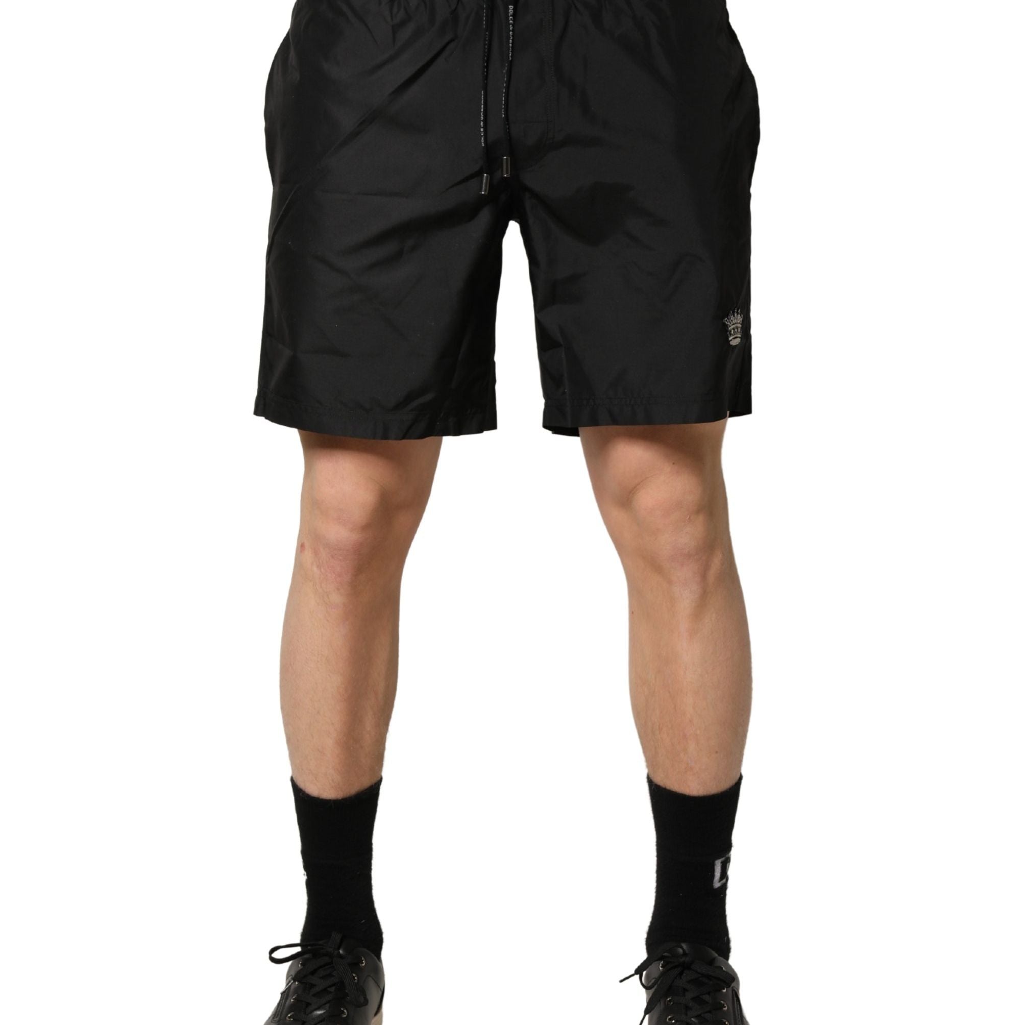 Dolce & Gabbana Black Polyester Drawstring Men Shorts Swimwear