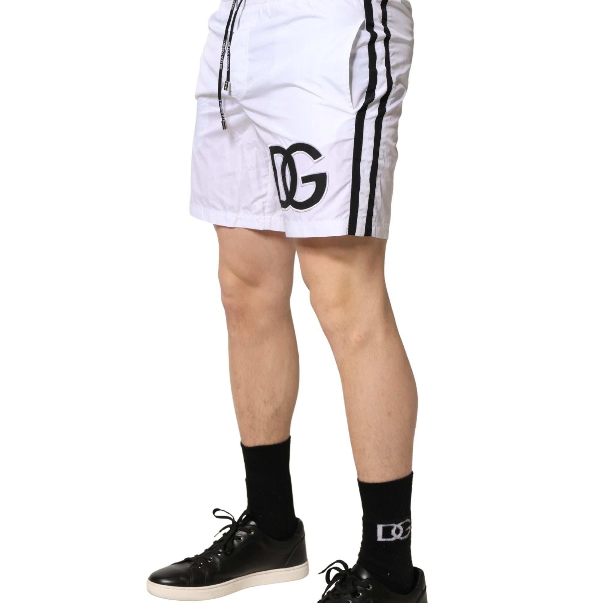 Dolce & Gabbana White Drawstring Men Swim Shorts Swimwear