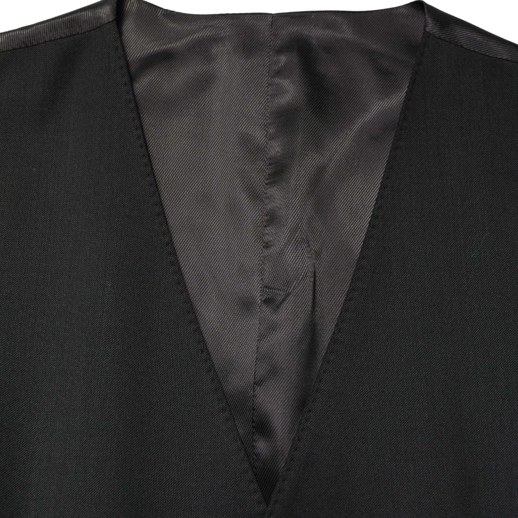 Dolce & Gabbana Black Wool Single Breasted Men Waistcoat Vest