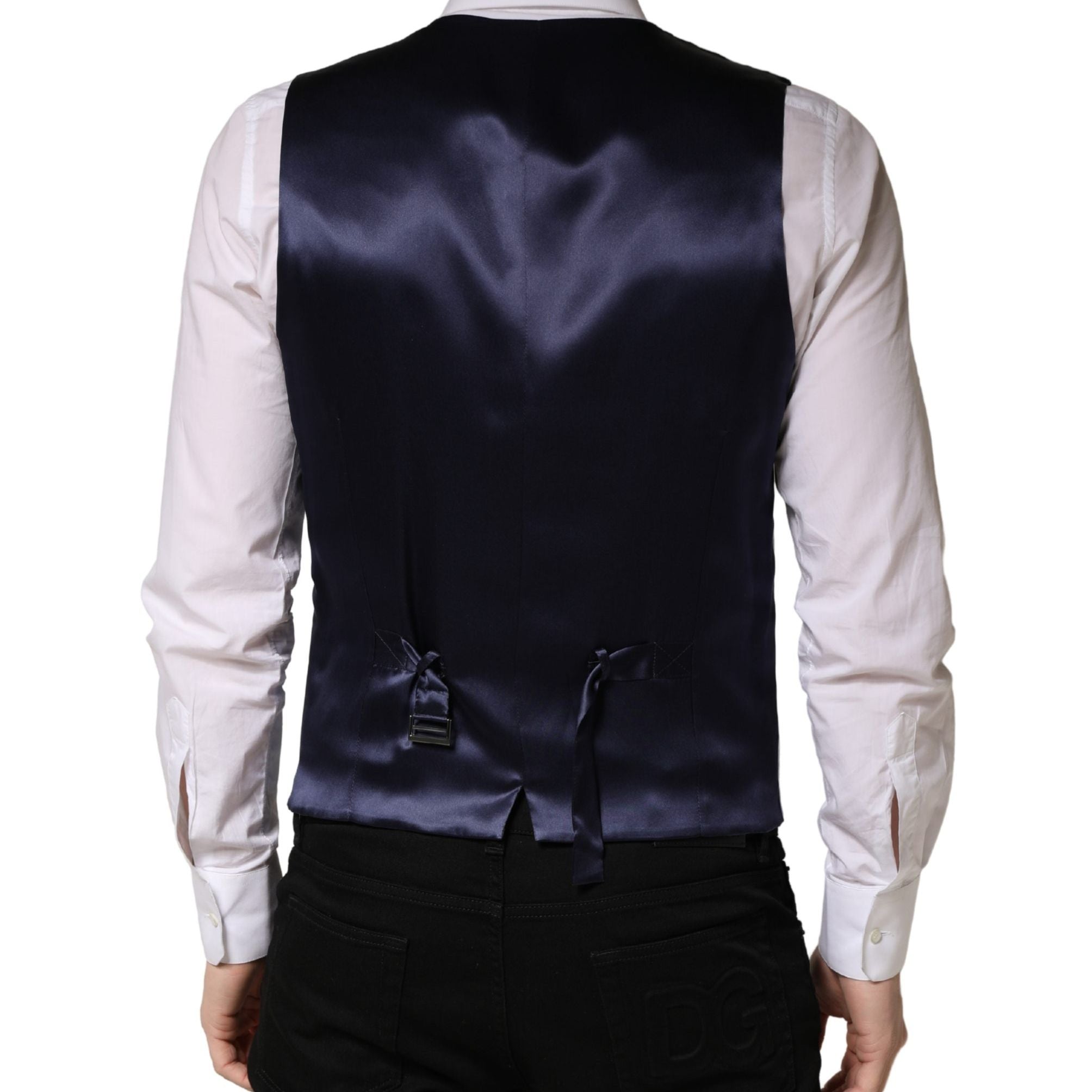 Dolce & Gabbana Gray Wool Single Breasted Men Waistcoat Vest