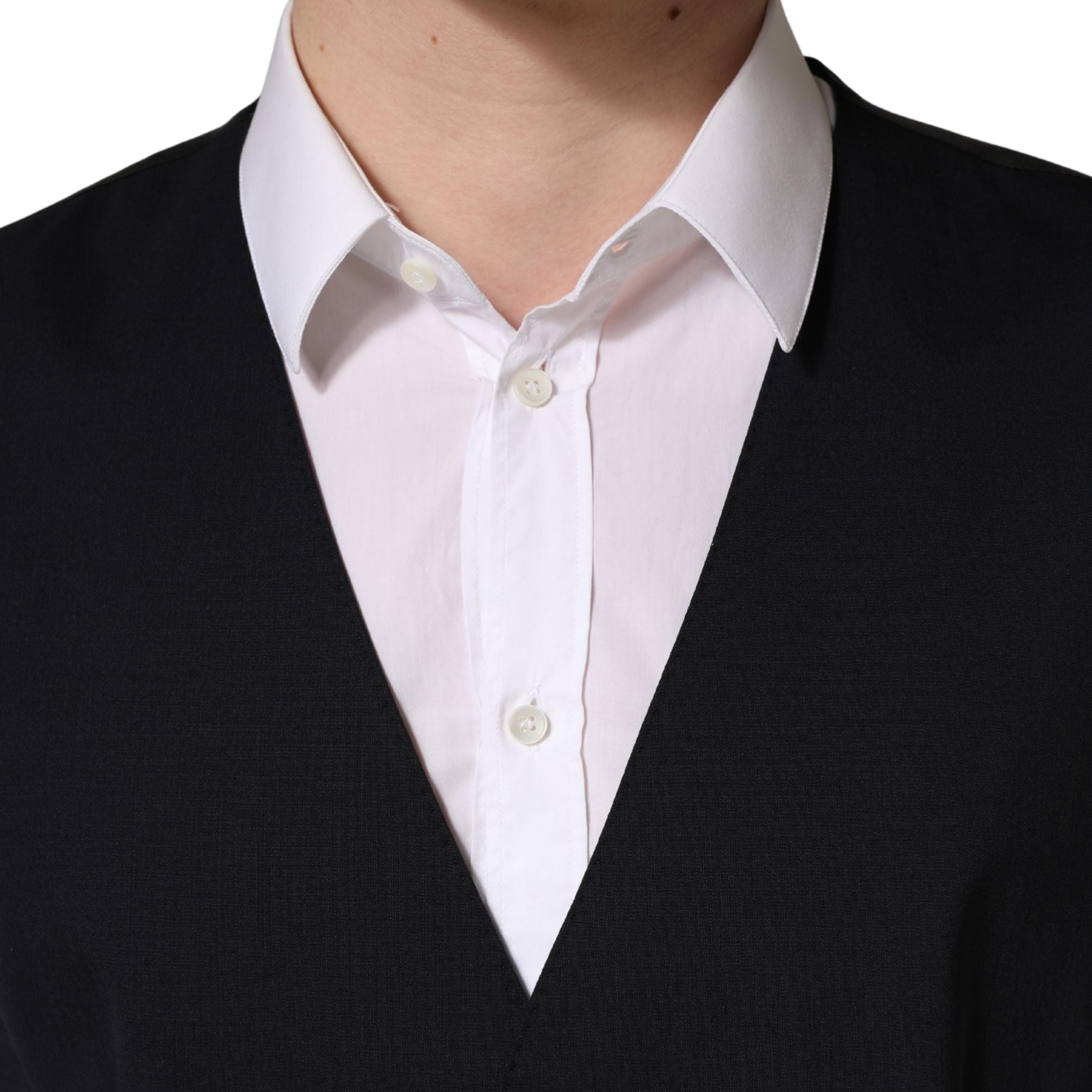 Dolce & Gabbana Black Wool Single Breasted Waistcoat Vest