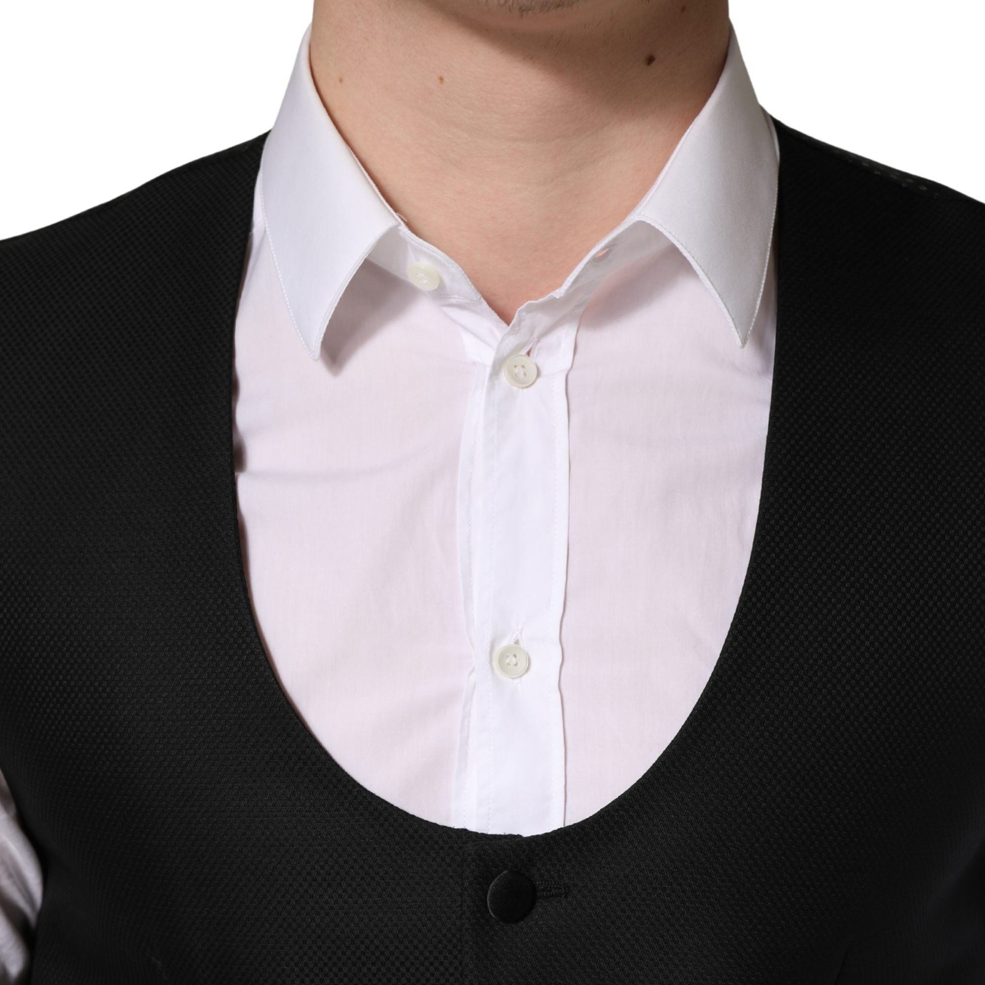 Dolce & Gabbana Black Wool Single Breasted Waistcoat Vest
