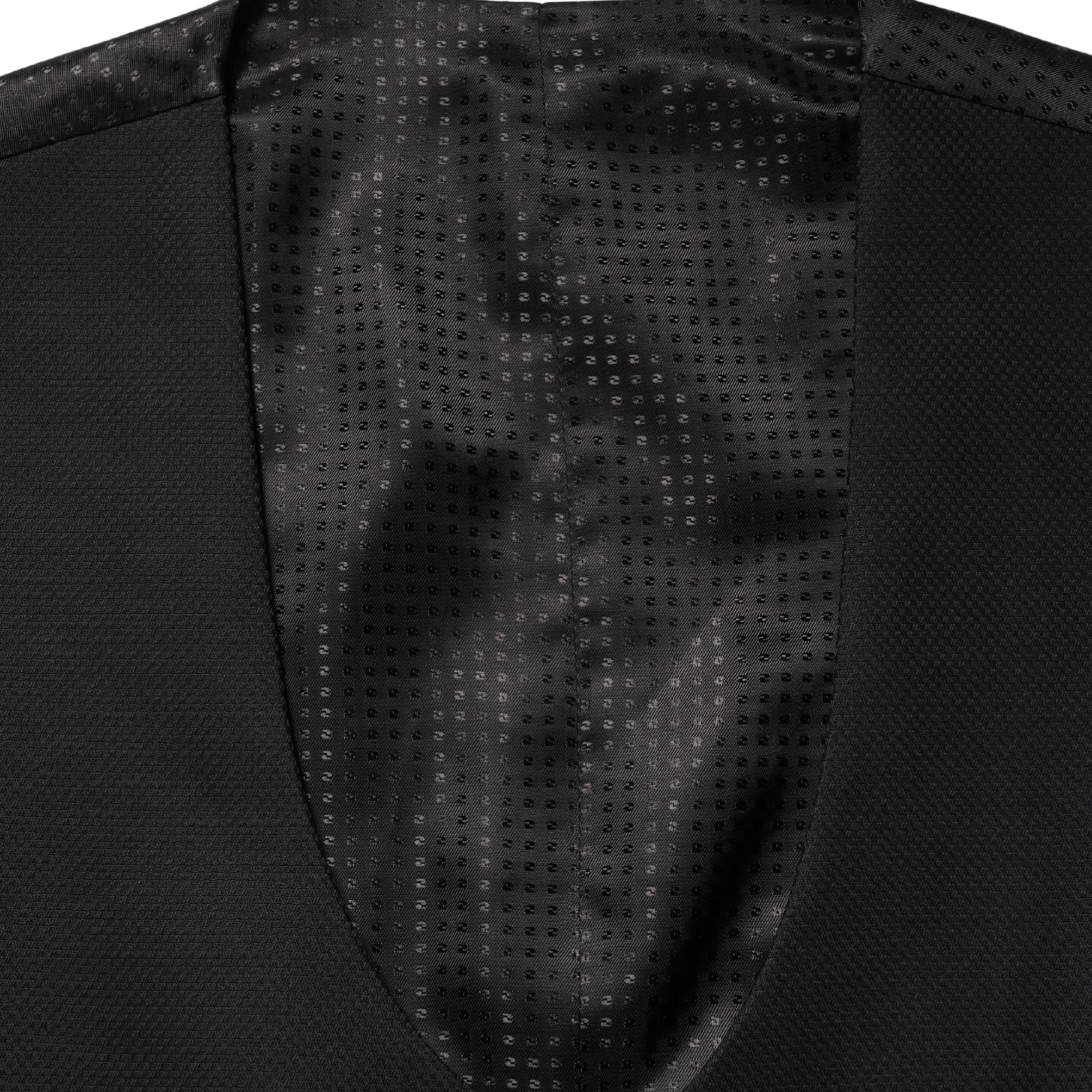 Dolce & Gabbana Black Wool Single Breasted Waistcoat Vest