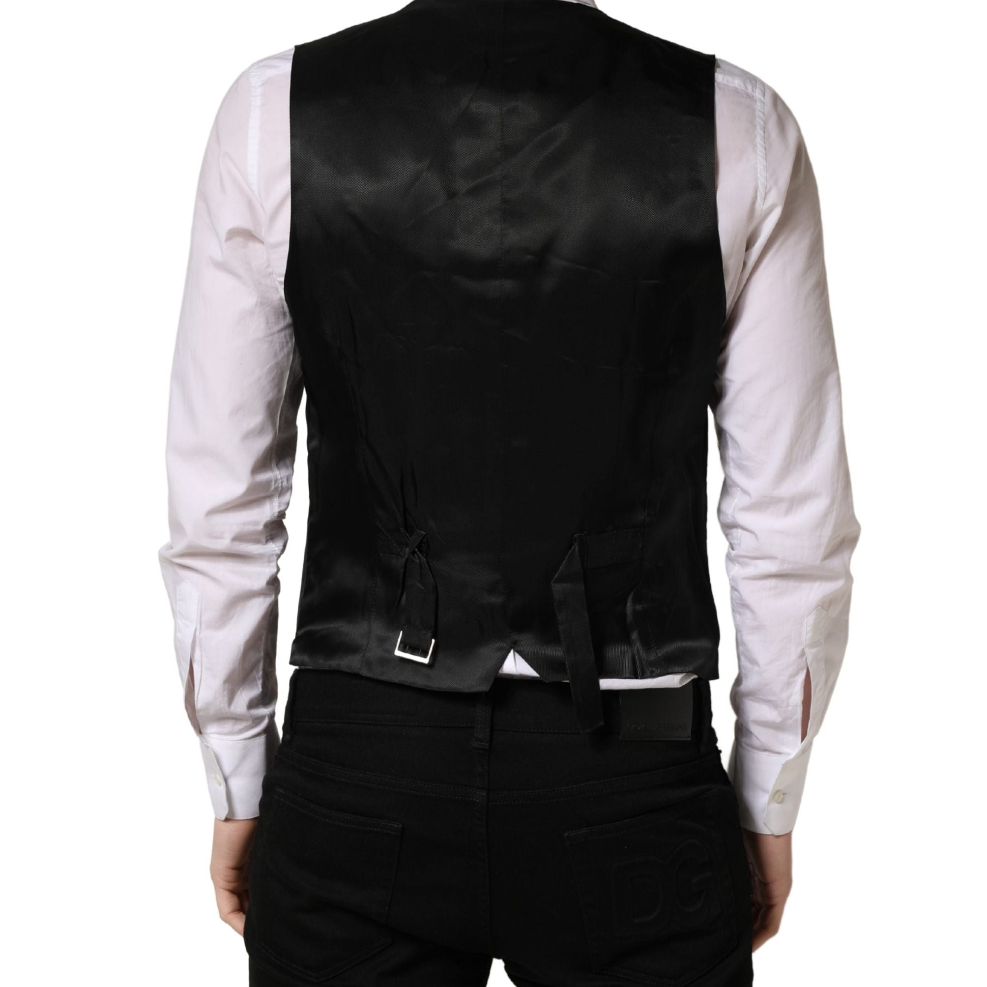 Dolce & Gabbana Black Stripe Single Breasted Waistcoat Vest