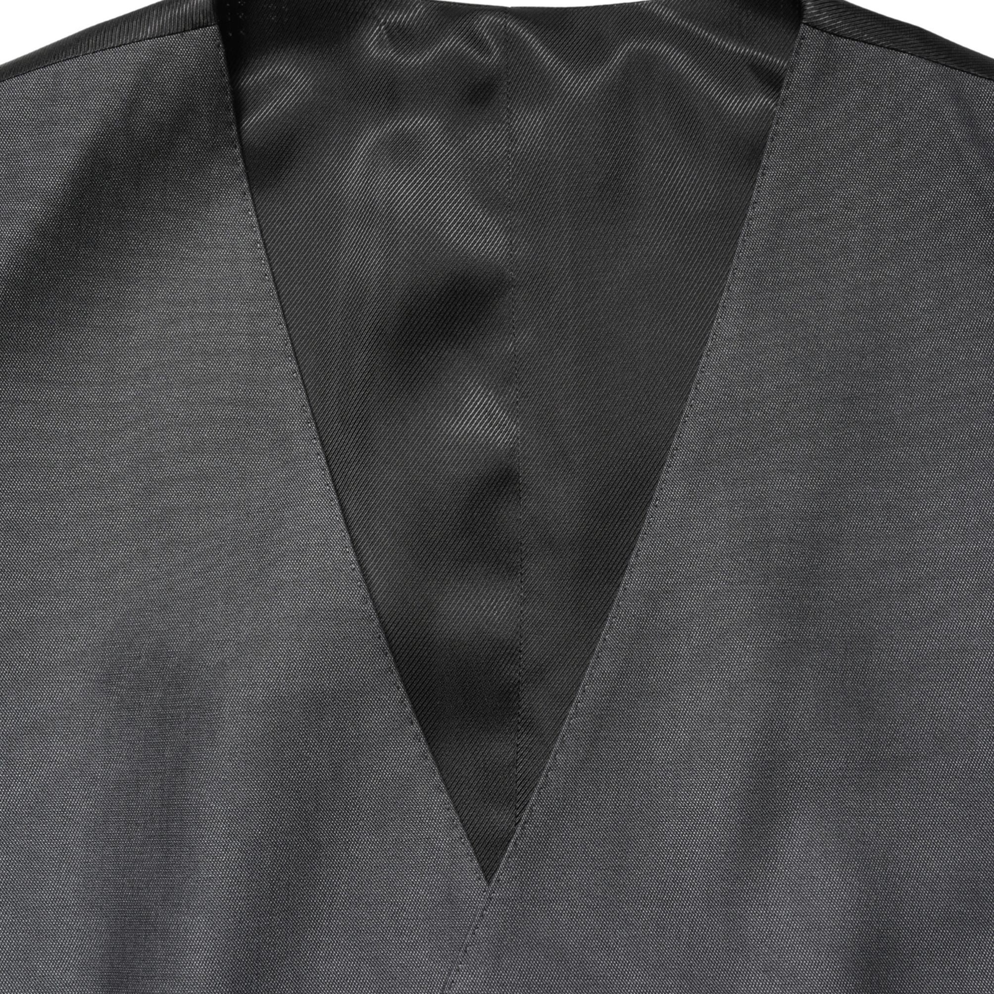 Dolce & Gabbana Dark Gray Single Breasted Men Waistcoat Vest