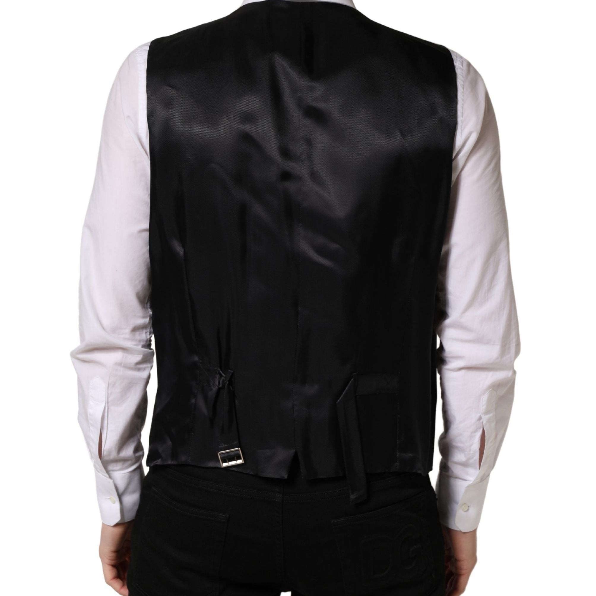 Dolce & Gabbana Black Wool Single Breasted Waistcoat Vest