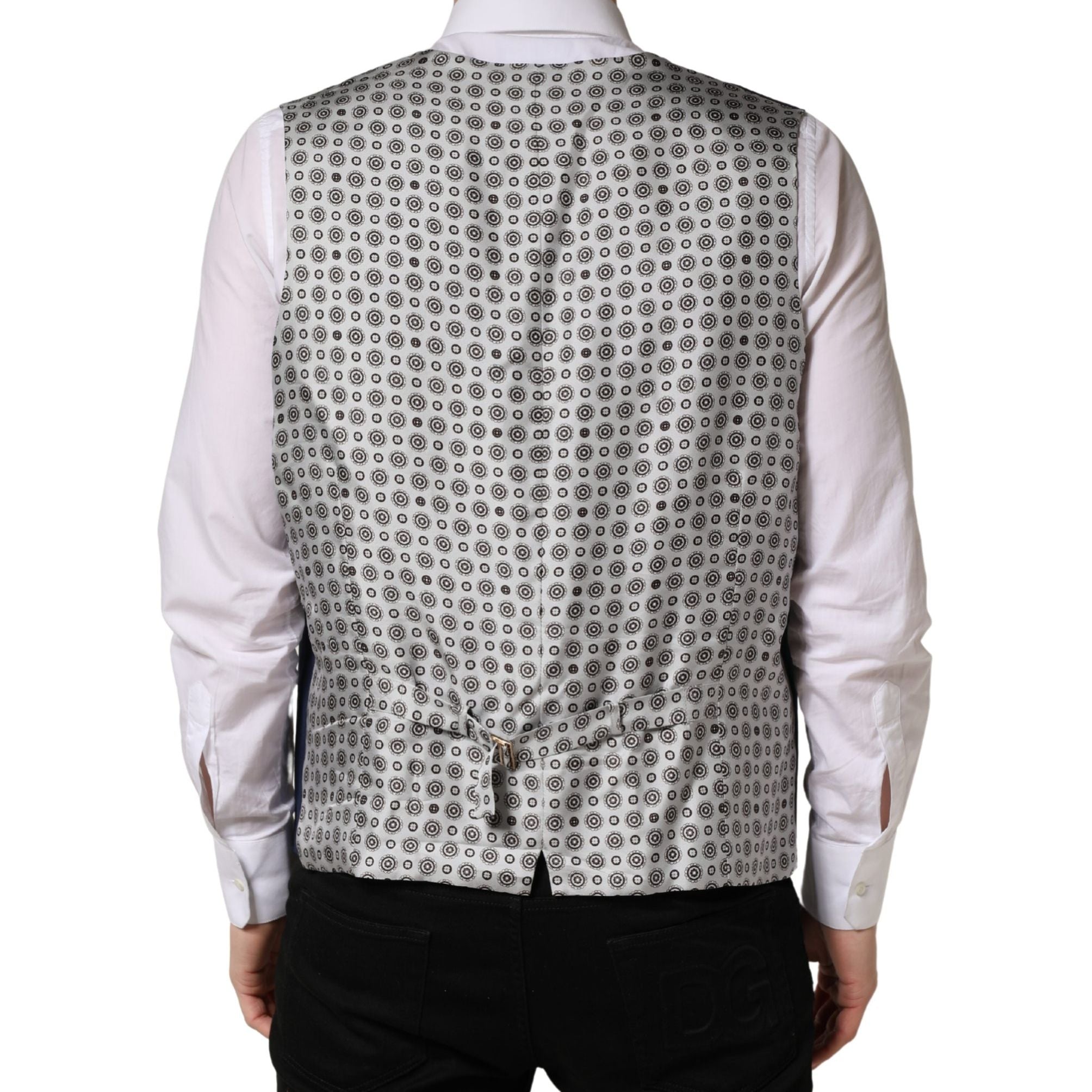 Dolce & Gabbana Navy Blue Wool Dress Formal Waistcoat Vest