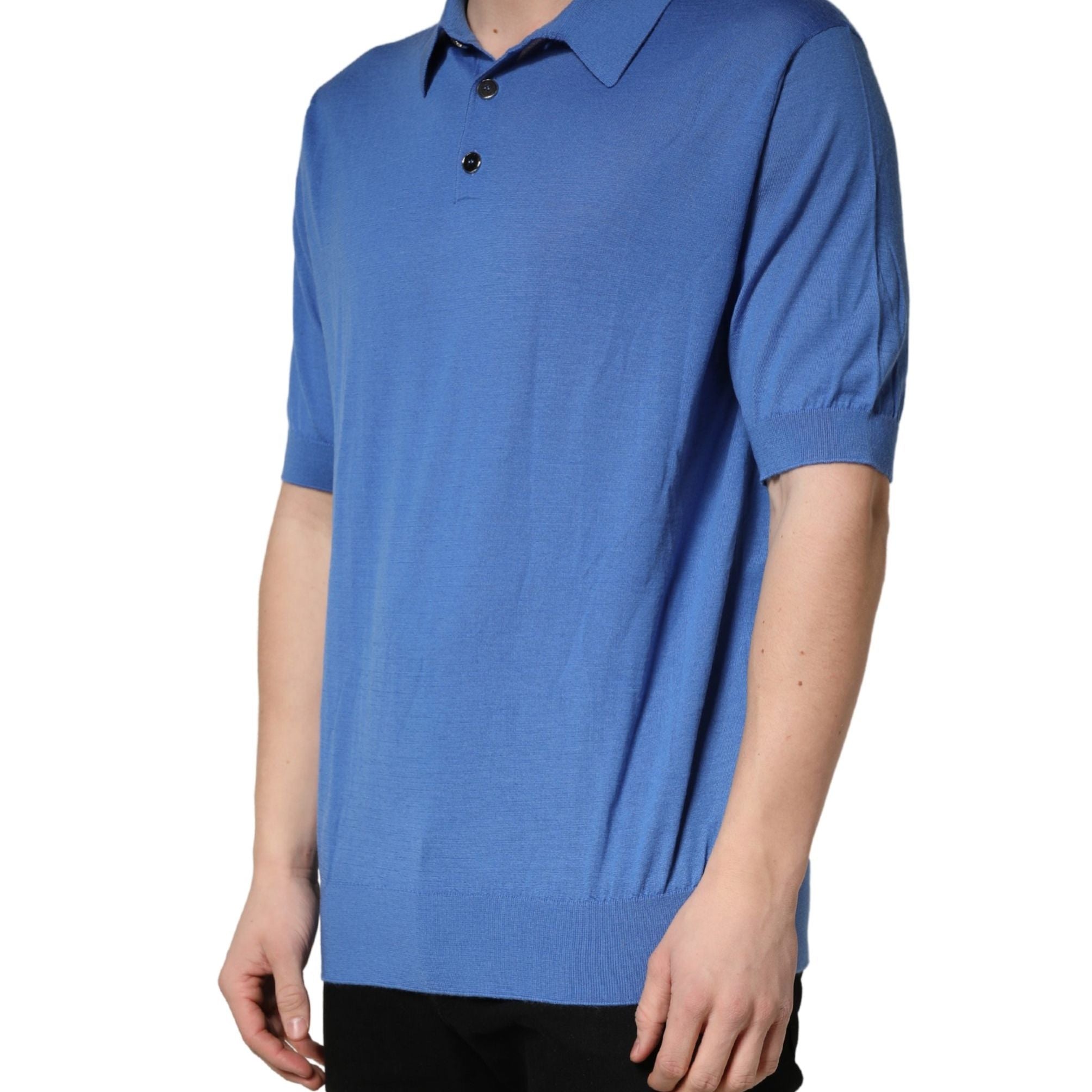 Dolce & Gabbana Blue Cashmere Short Sleeves Polo  T-shirt