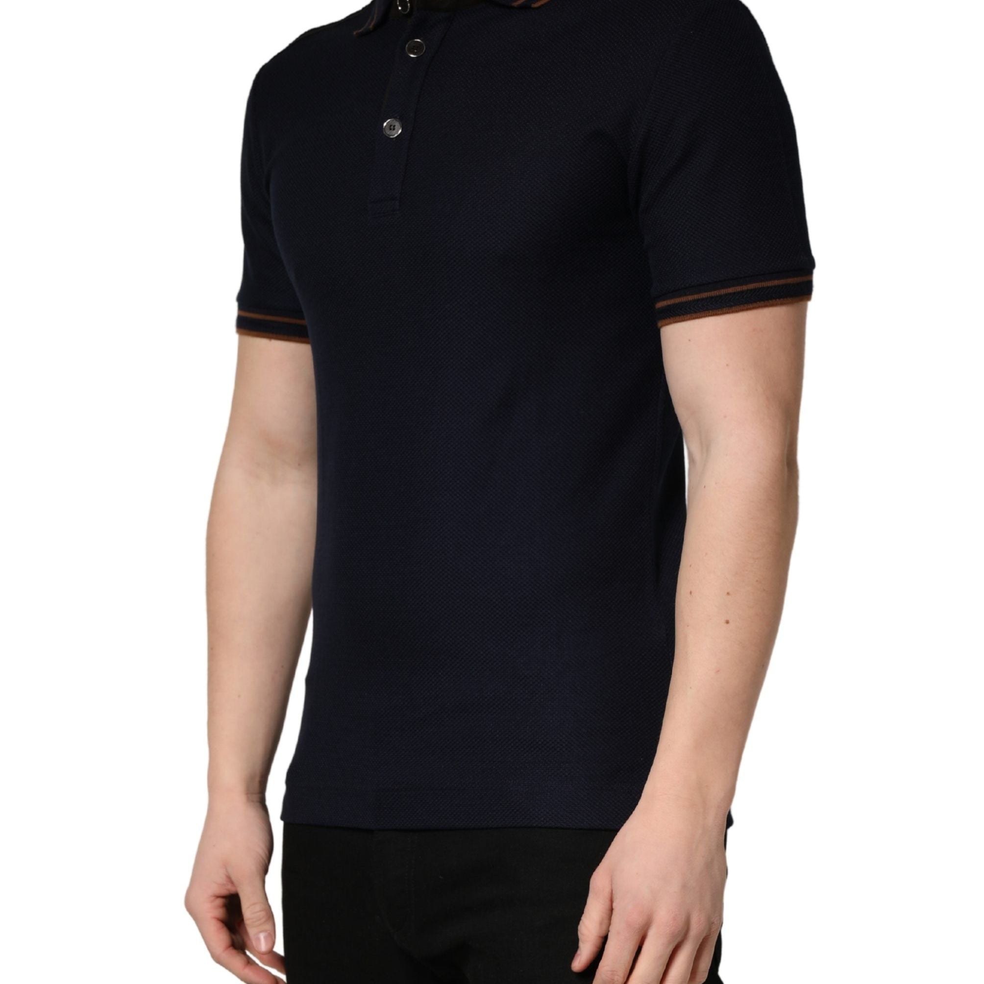 Dolce & Gabbana Dark Blue Silk Short Sleeve Men Polo T-shirt