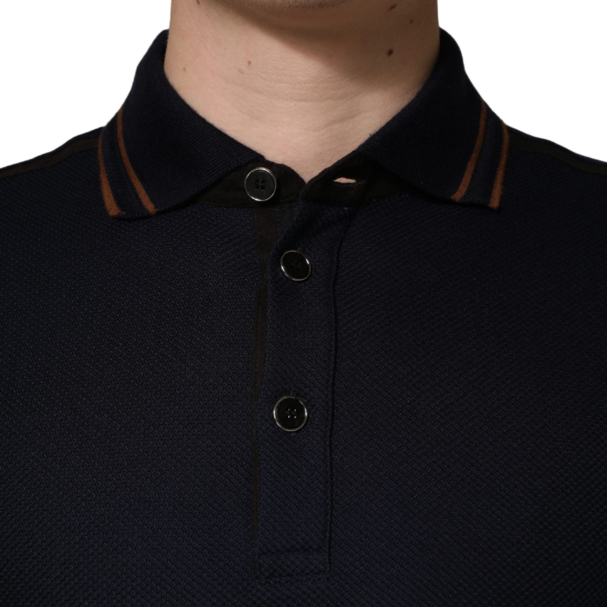 Dolce & Gabbana Dark Blue Silk Short Sleeve Men Polo T-shirt