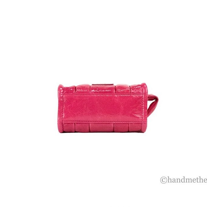 Marc Jacobs The Shiny Crinkle Micro Tote Magenta Leather Crossbody Bag Handbag