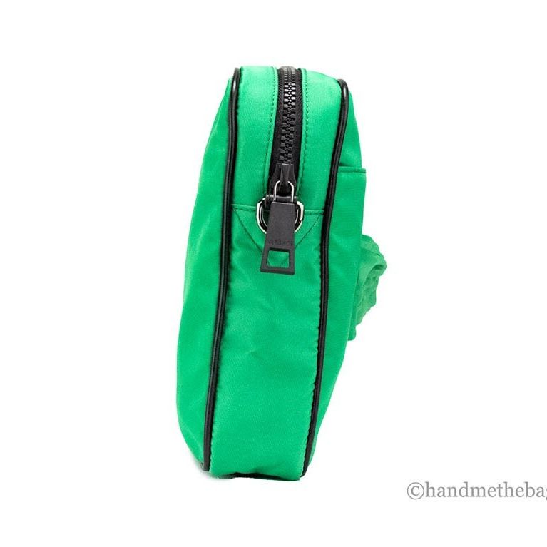 Versace Small Bright Green Nylon Fabric Medusa Crossbody Messenger Bag Purse