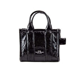 Marc Jacobs The Shiny Crinkle Micro Tote Black Leather Crossbody Bag Handbag
