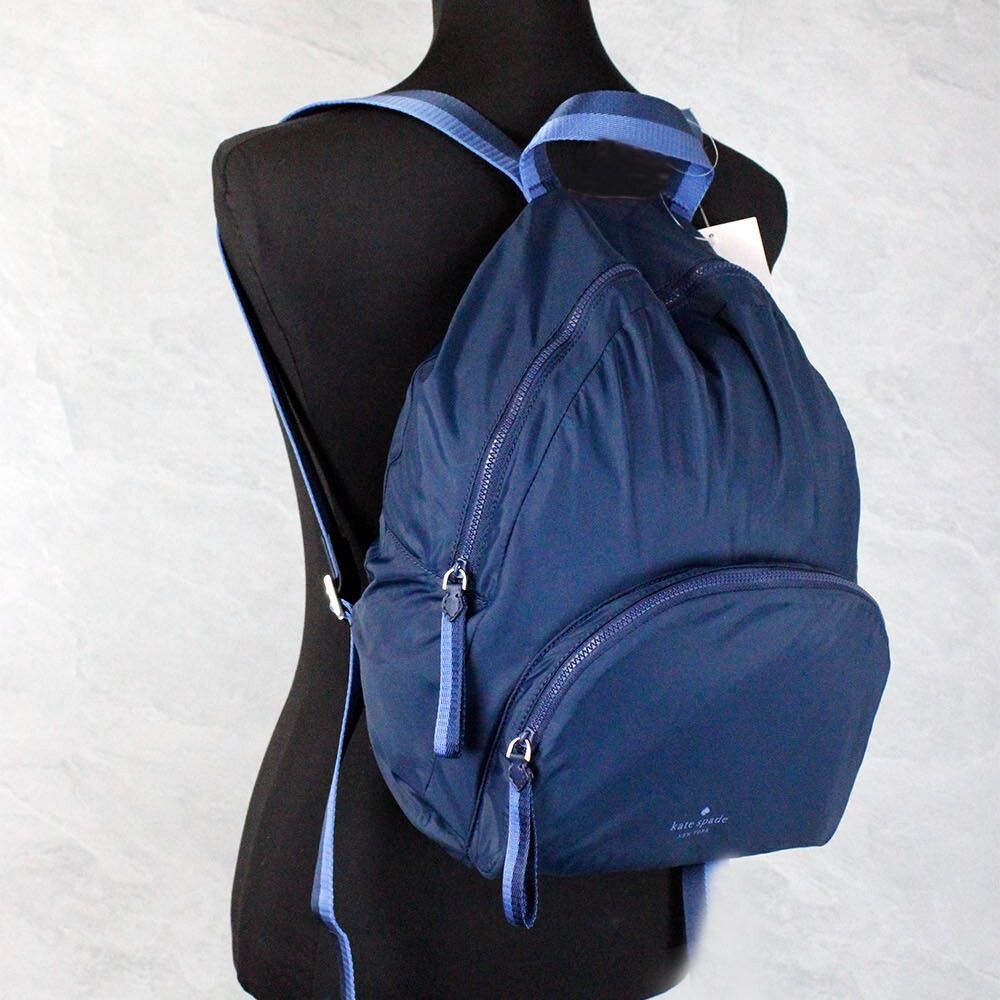 Kate Spade Arya Medium Nylon Nightcap Blue Packable Backpack BookBag Bag