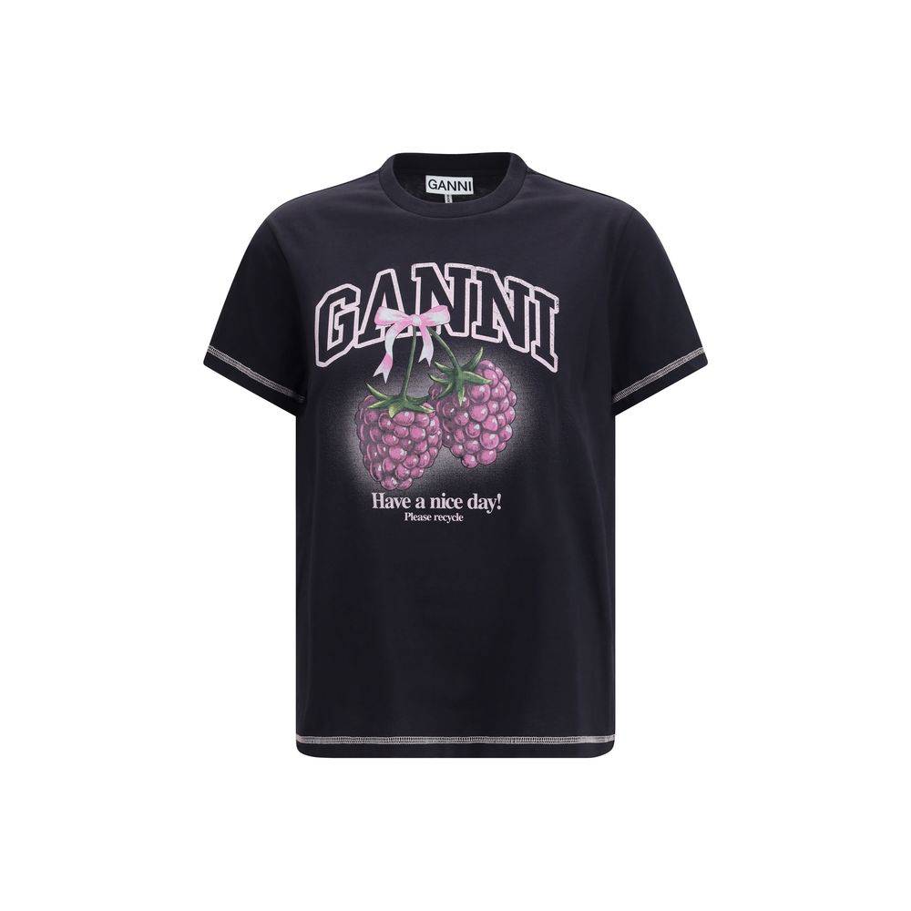 Ganni Gray Cotton T-Shirt
