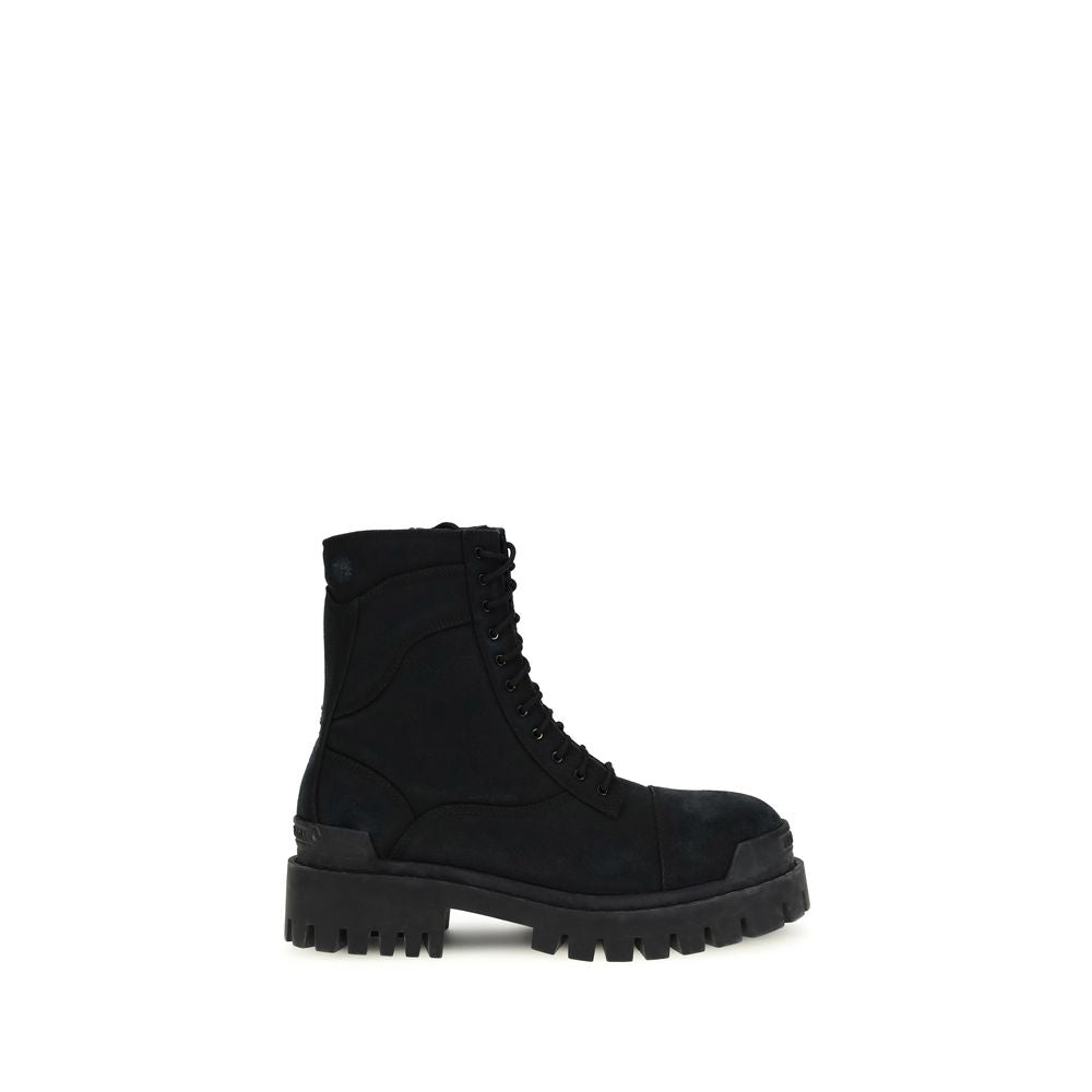 Balenciaga Black Calf Leather Bos Taurus Lace-Up Boots