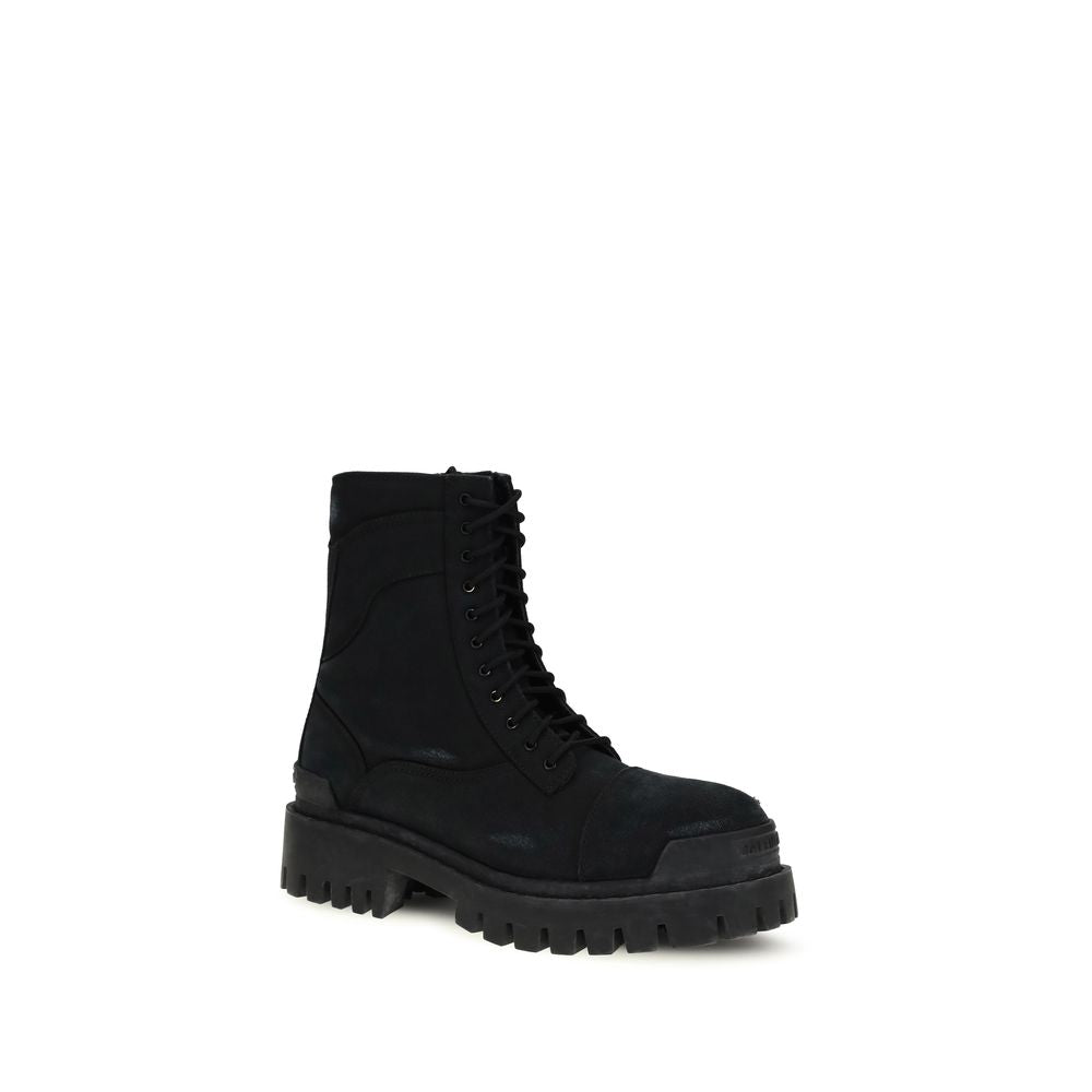 Balenciaga Black Calf Leather Bos Taurus Lace-Up Boots