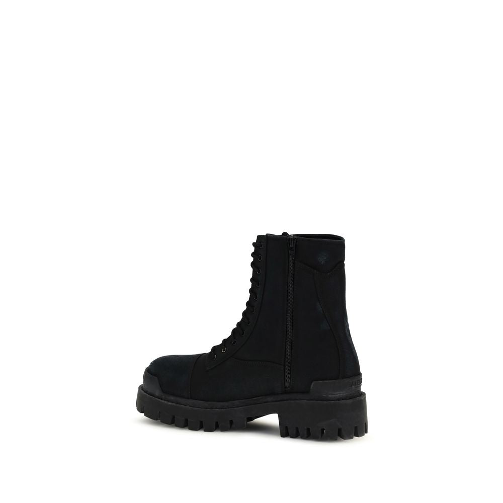 Balenciaga Black Calf Leather Bos Taurus Lace-Up Boots