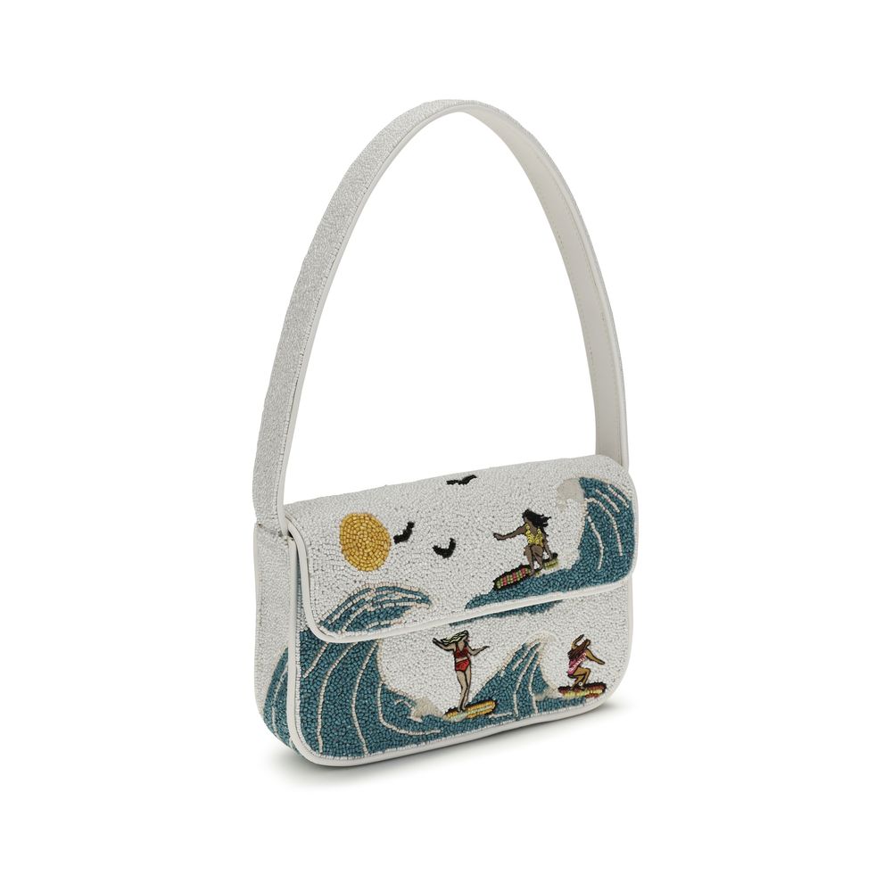 Staud White Other Fibres Shoulder Bag