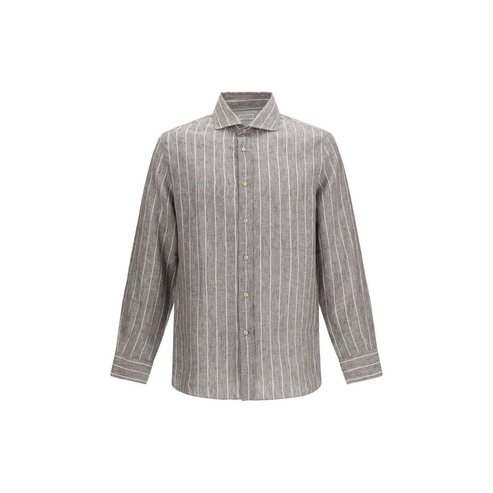 Brunello Cucinelli Beige Linen Dress Shirt