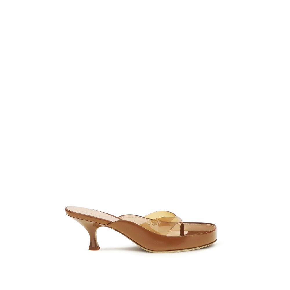 Chloé Brown Calf Leather Bos Taurus Stiletto Heel Sandals