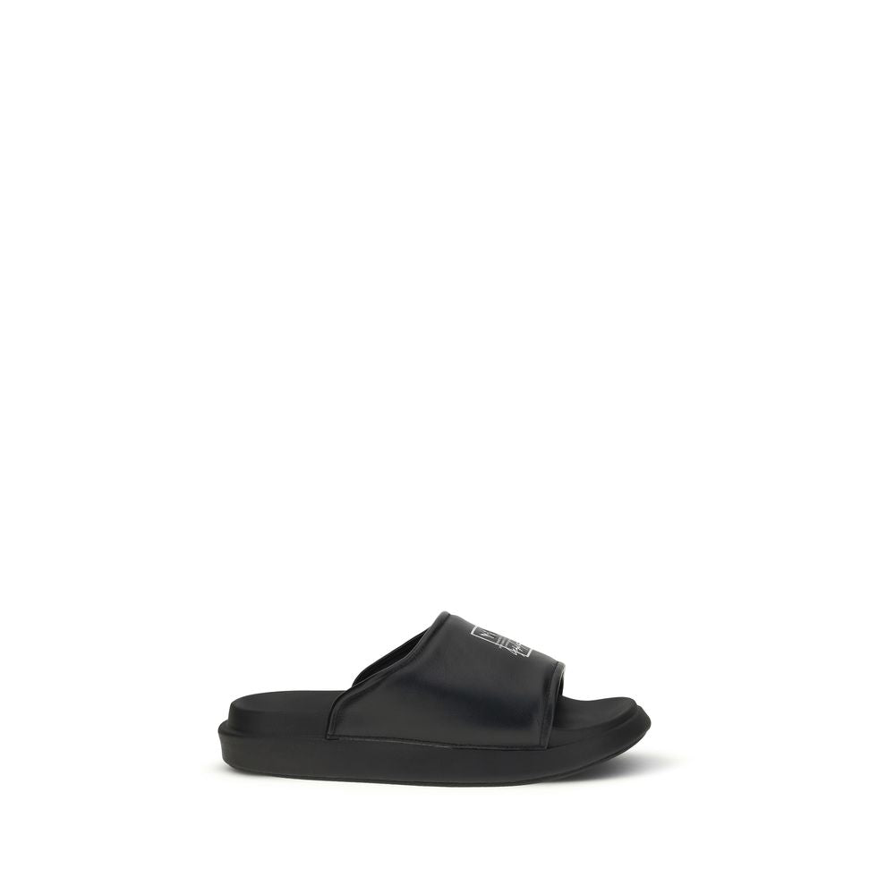 Y-3 Black Calf Leather Bos Taurus Flat Sandals