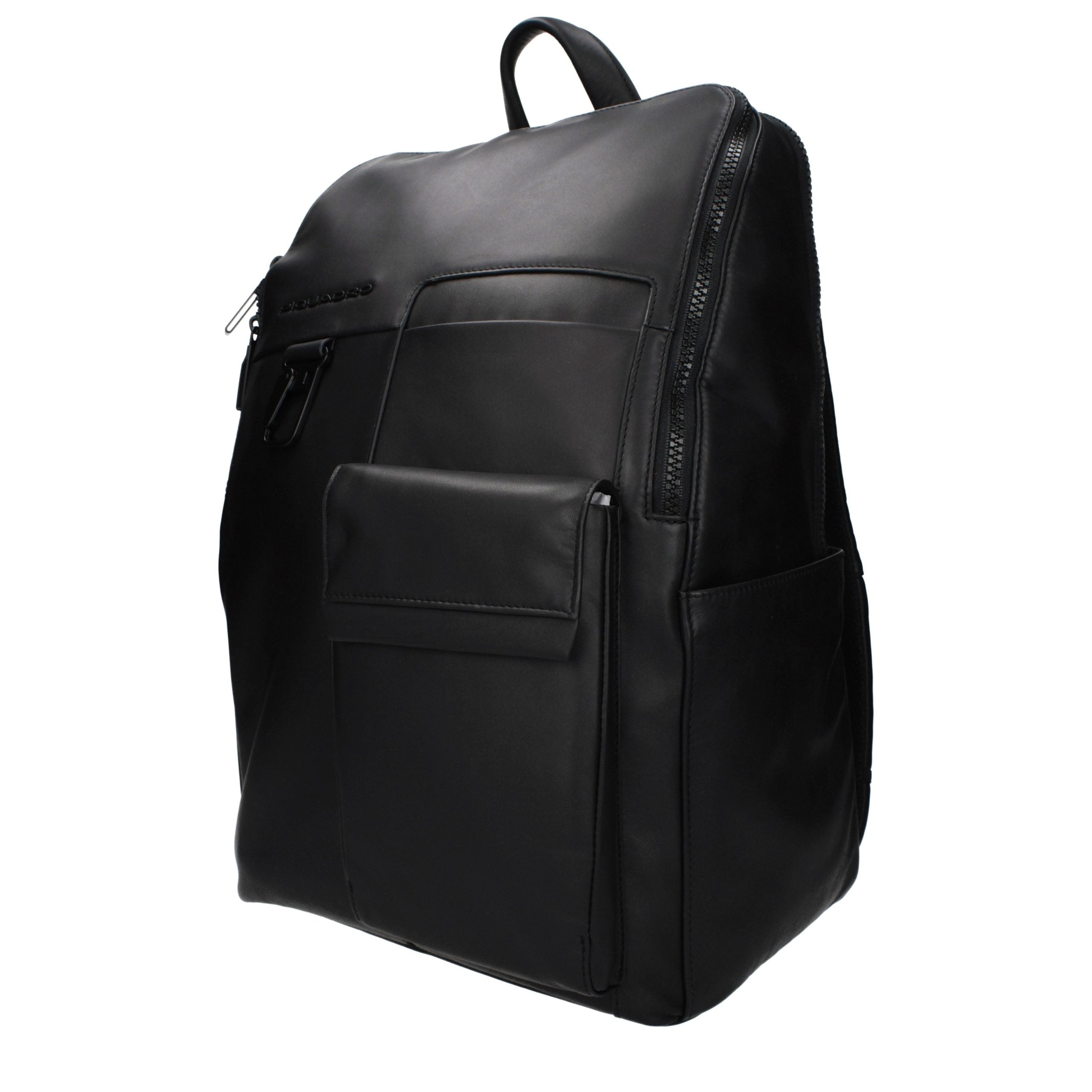 Piquadro Black Leather Backpack