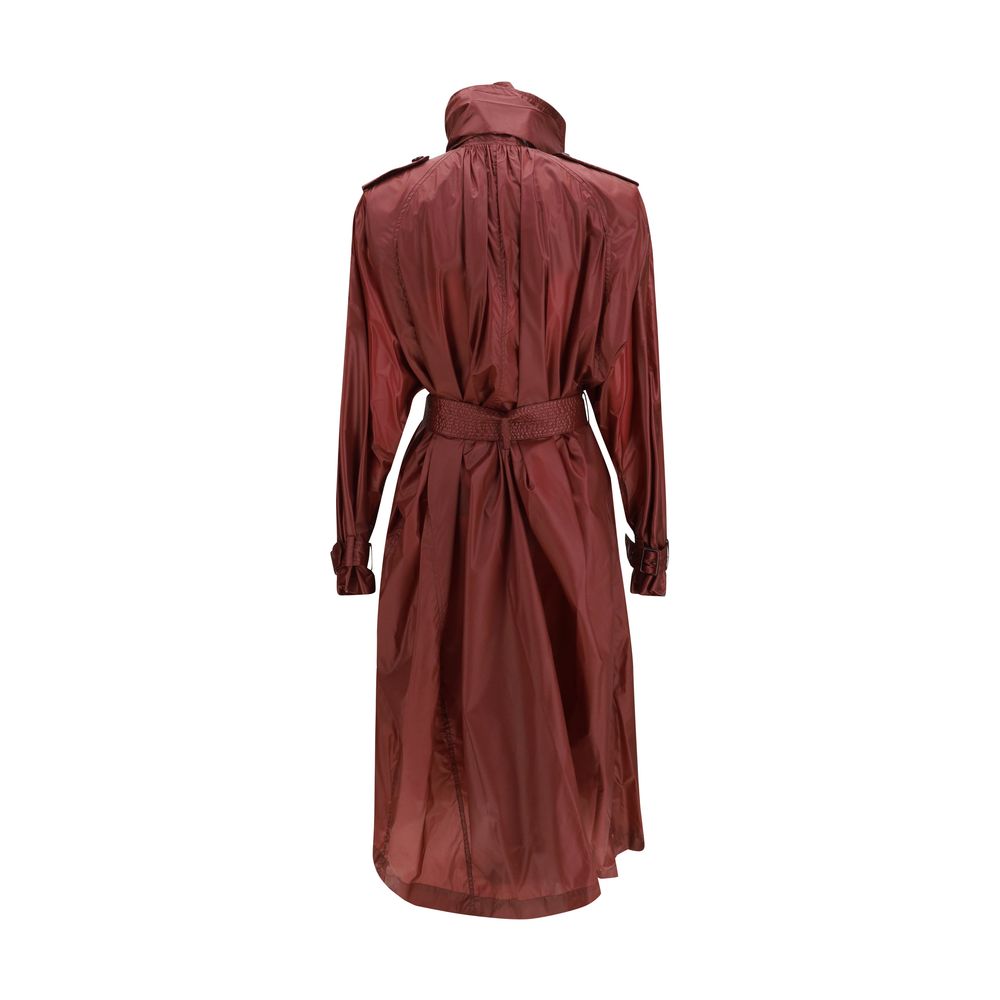 Saint Laurent Bordeaux Polyamide Trench Coat
