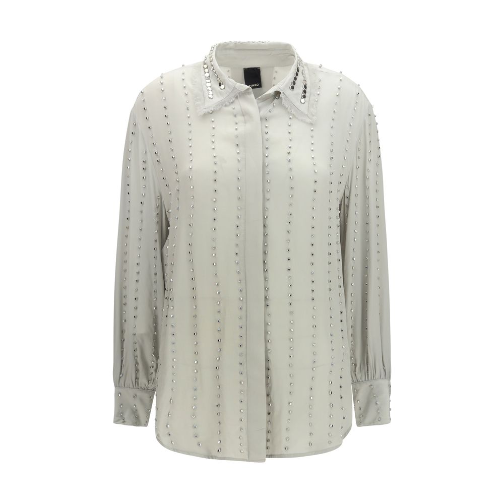 PINKO Gray Viscose Pattern Shirt