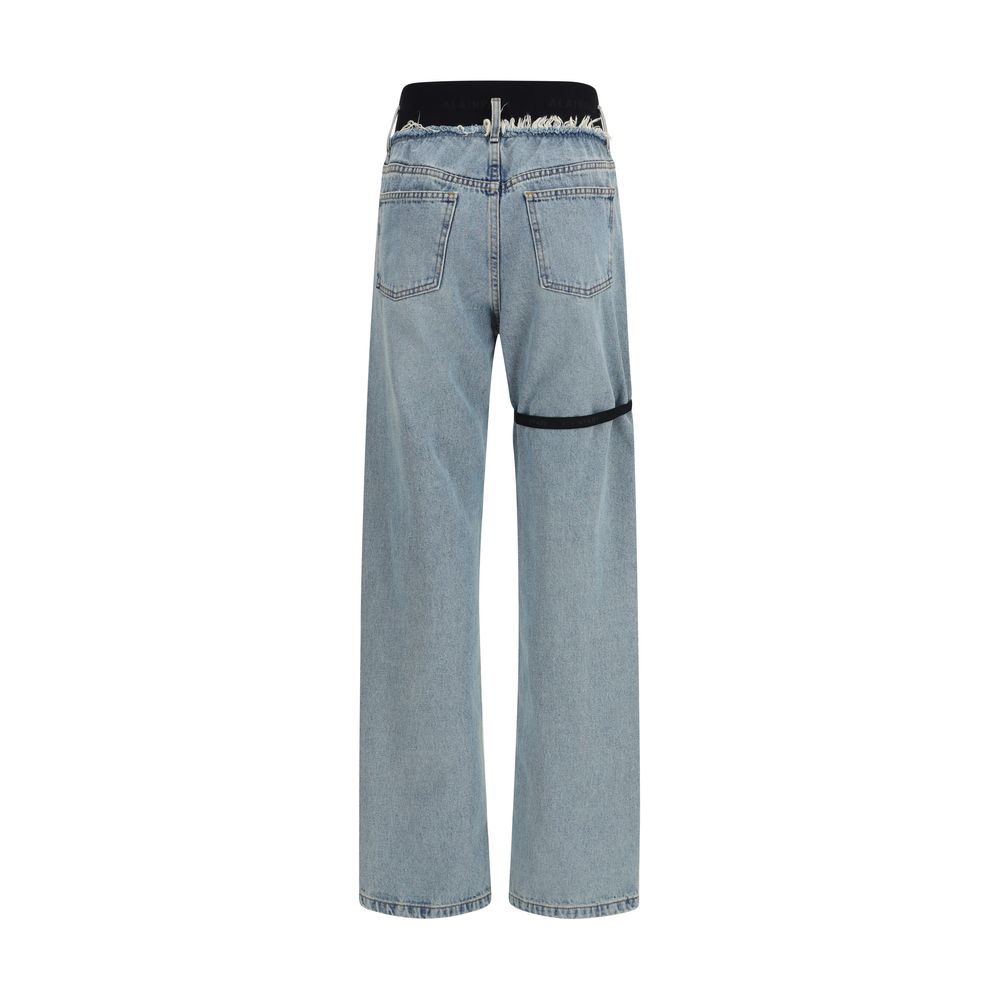ALAINPAUL Blue Cotton High-Waisted Jean