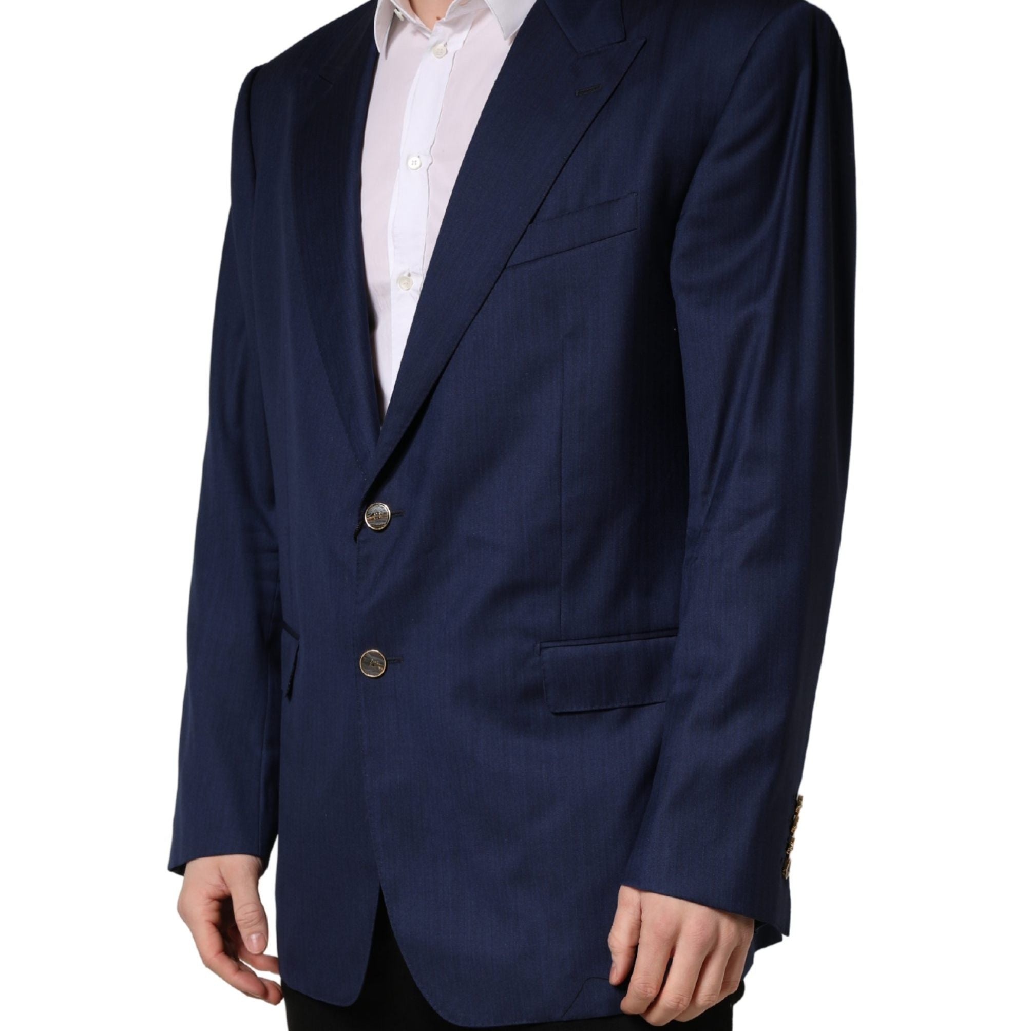 Dolce & Gabbana Blue Single Breasted 2 Button Suit Jacket