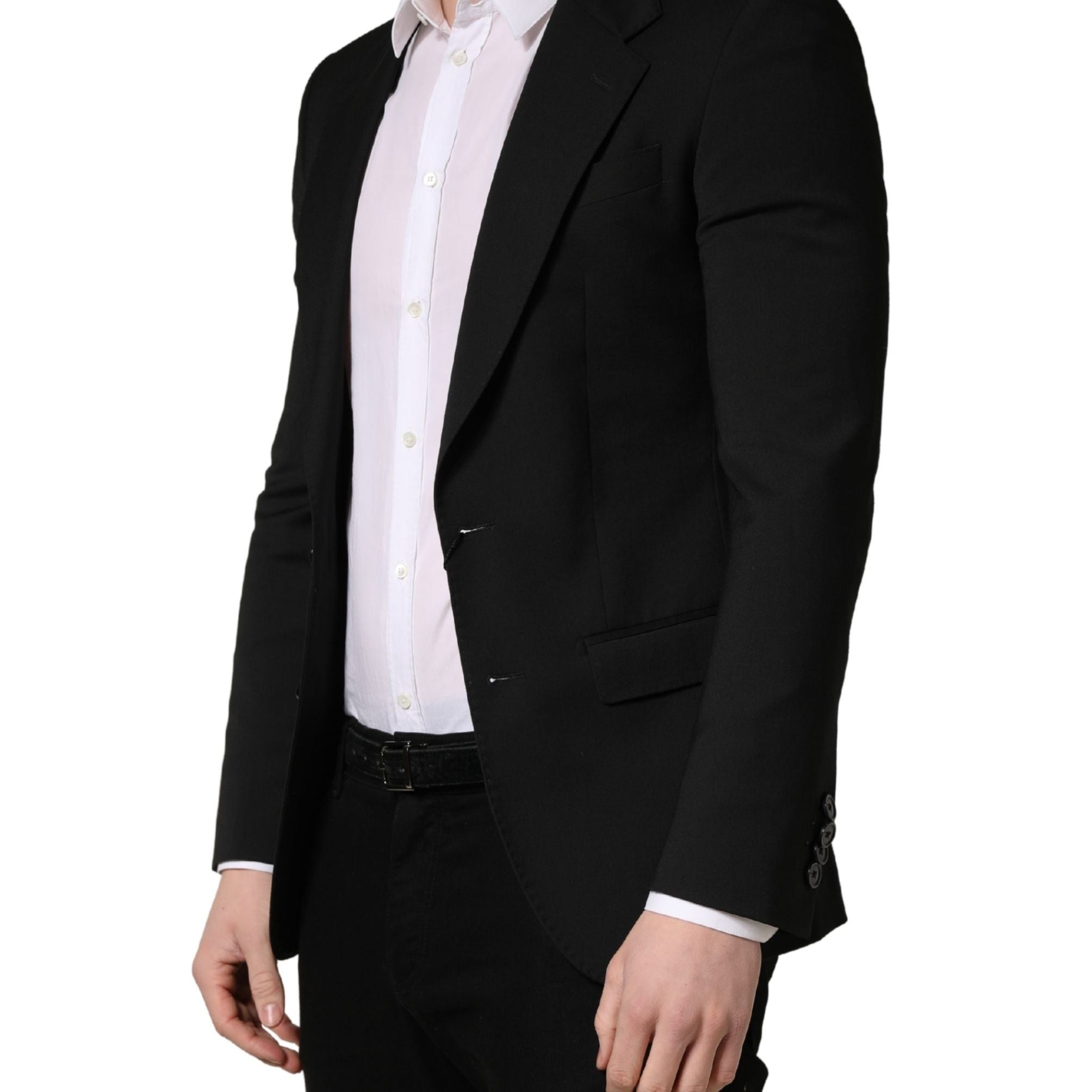 Dolce & Gabbana Black Polyester 2 Buttons Men Suit Jacket