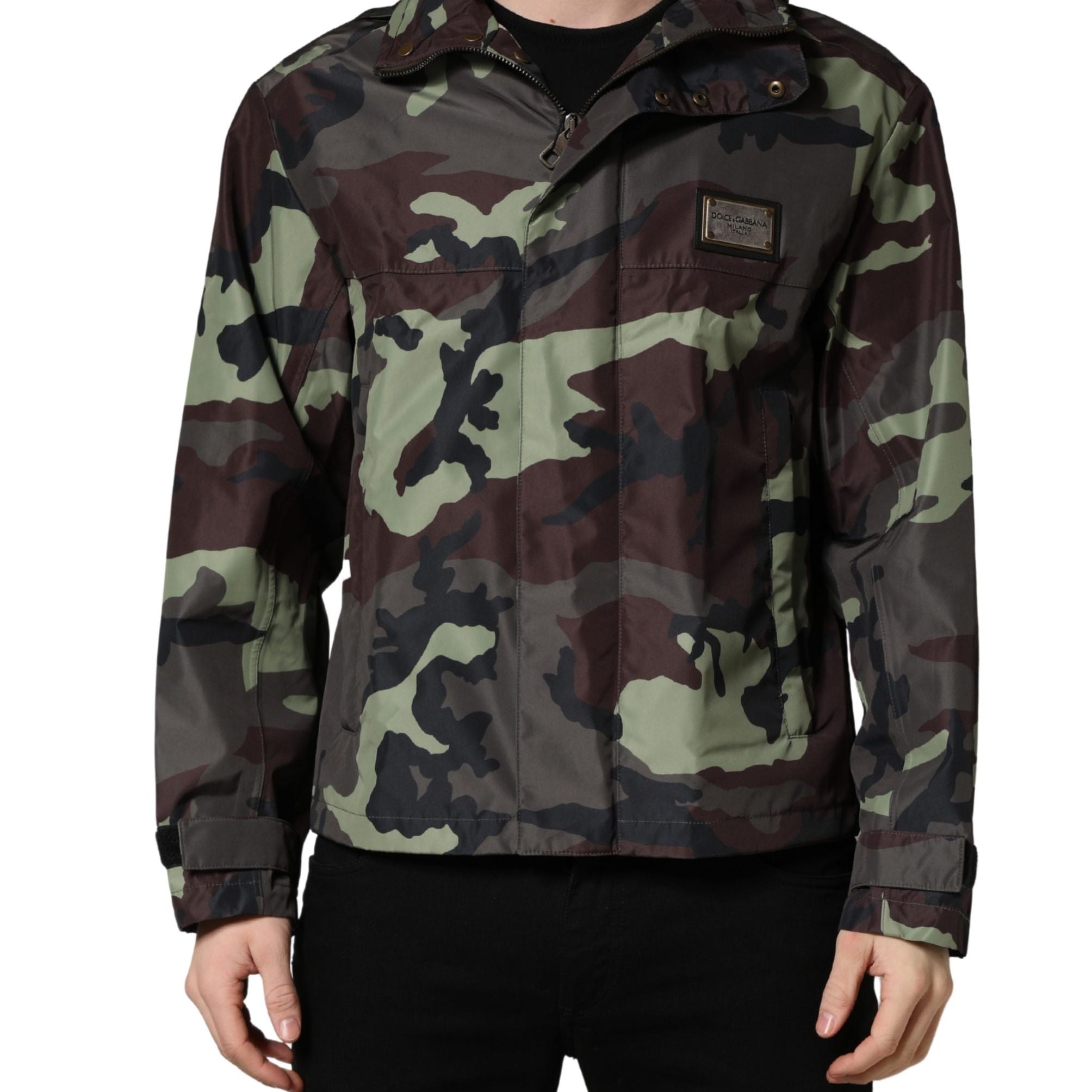 Dolce & Gabbana Multicolor Camouflage Hooded Bomber Jacket