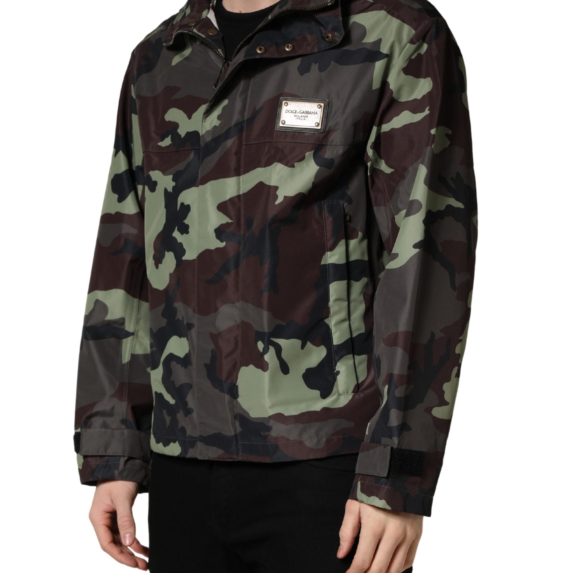 Dolce & Gabbana Multicolor Camouflage Hooded Bomber Jacket