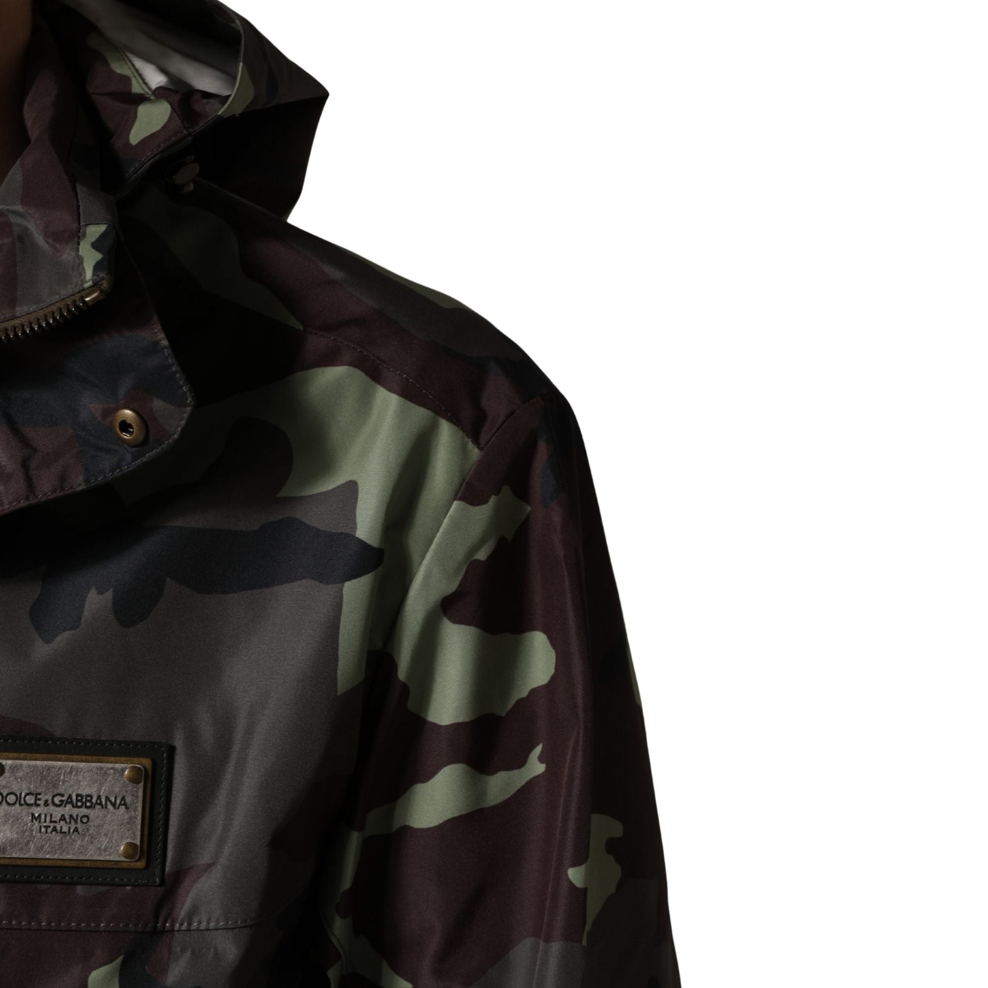 Dolce & Gabbana Multicolor Camouflage Hooded Bomber Jacket