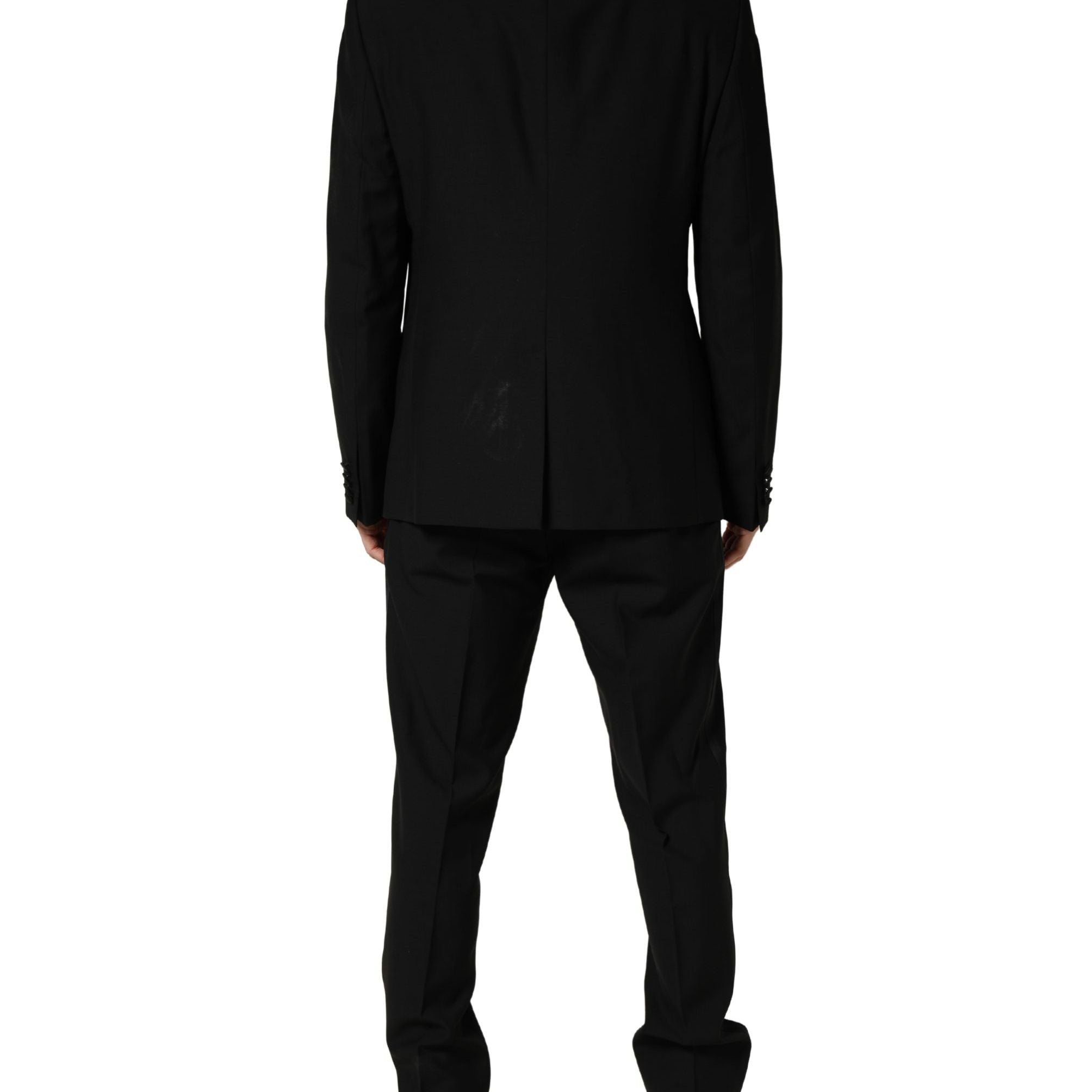 Dolce & Gabbana Black Wool Silk Saxophone Slim Fit 3Pc Suit