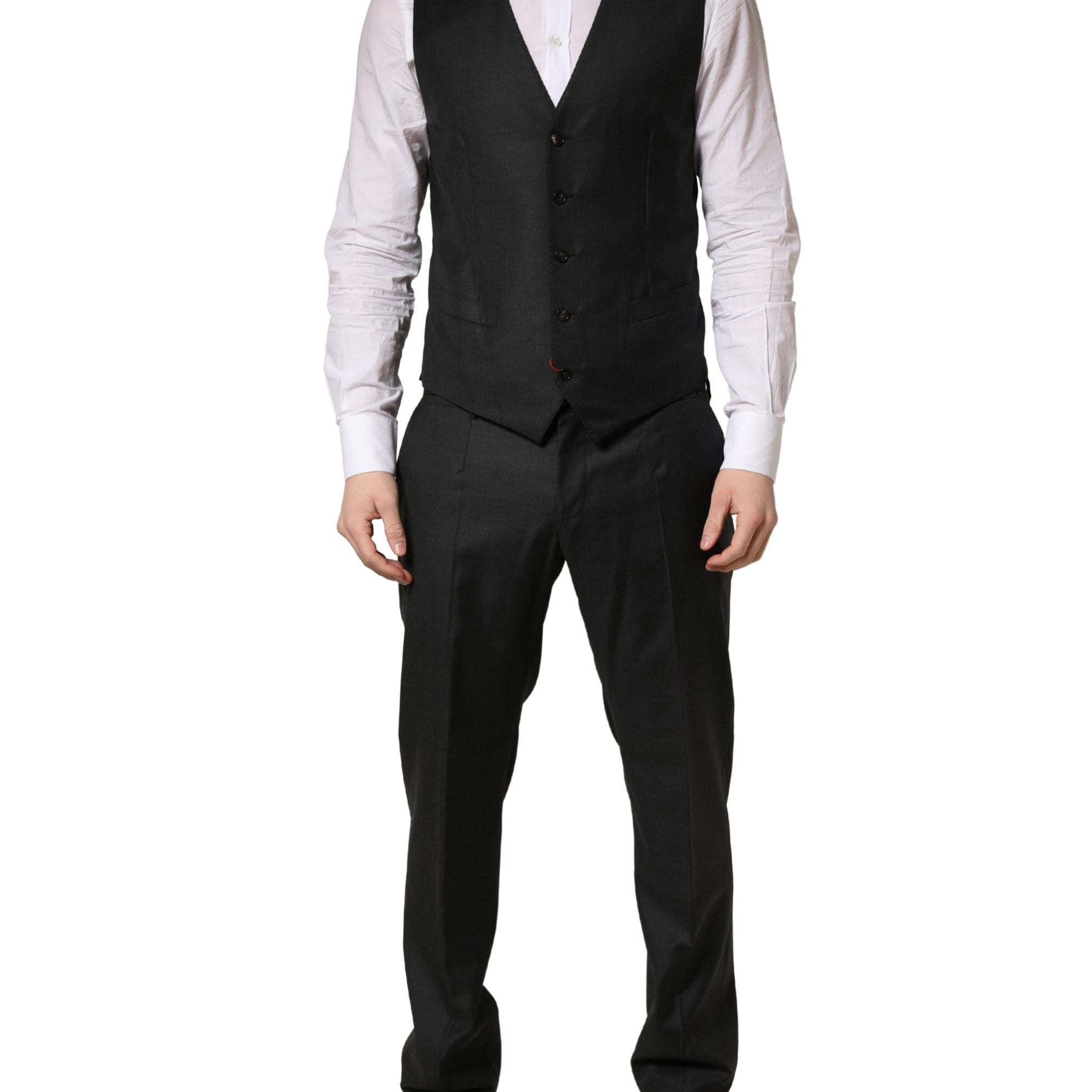 Dolce & Gabbana Black Wool Slim Fit Formal 3 Piece Men Suit
