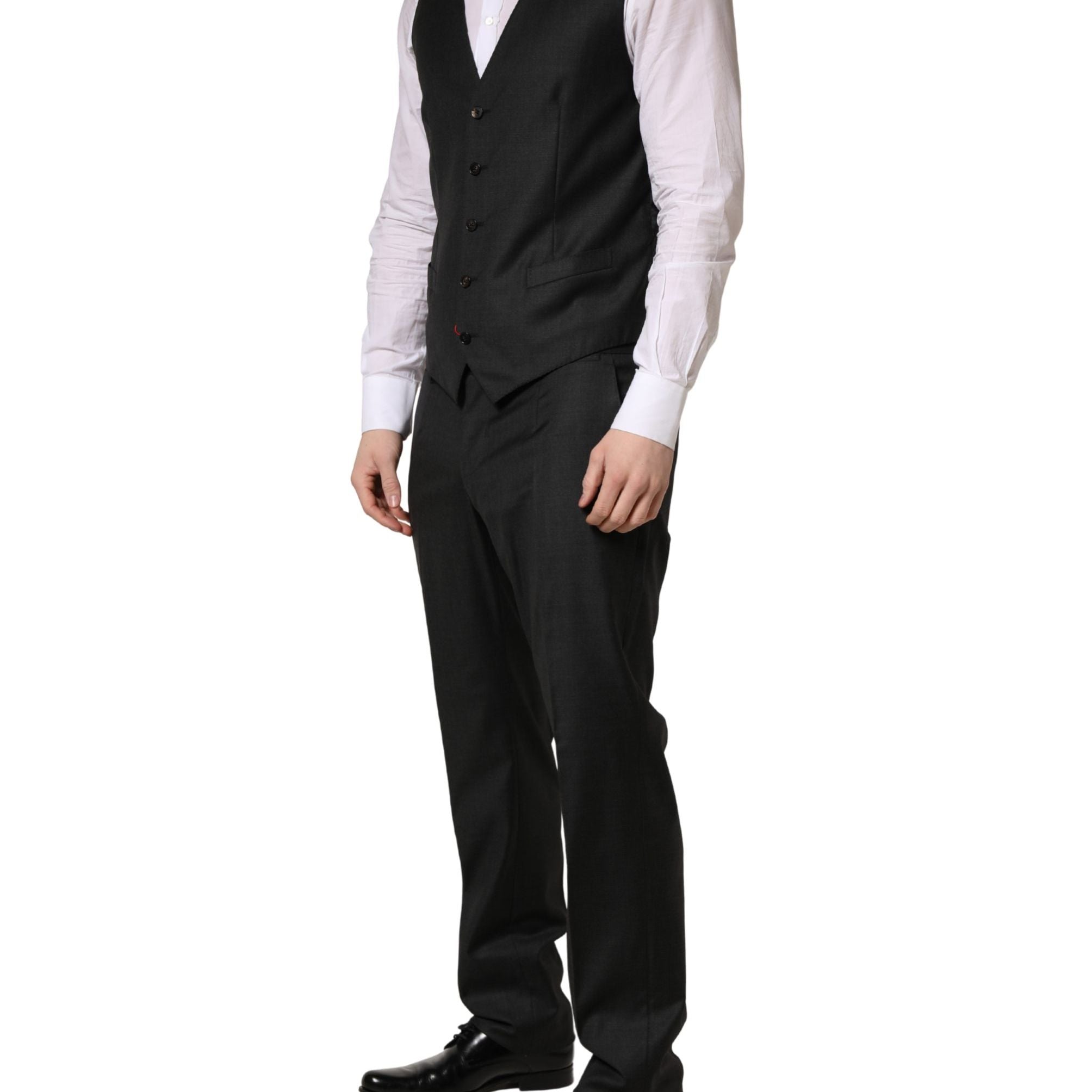 Dolce & Gabbana Black Wool Slim Fit Formal 3 Piece Men Suit