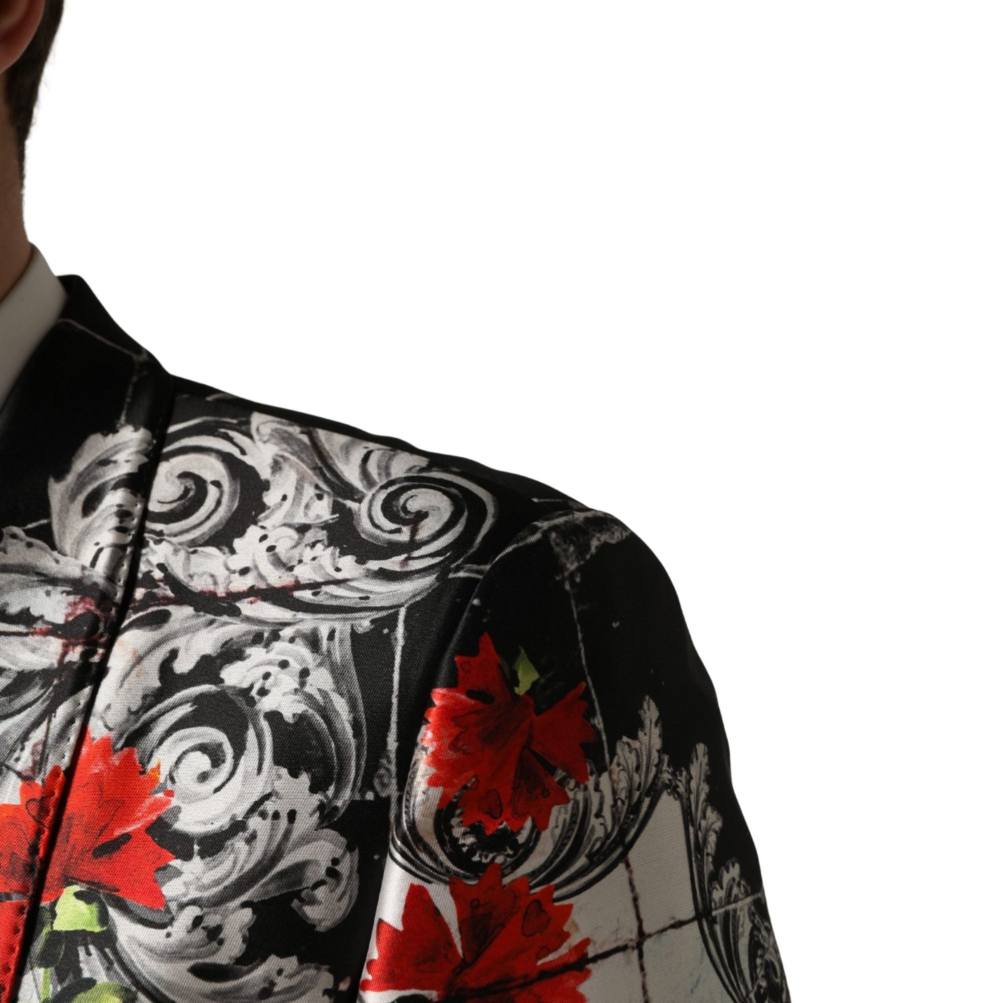 Dolce & Gabbana Black Floral 2 Buttons Formal 3 Piece Suit