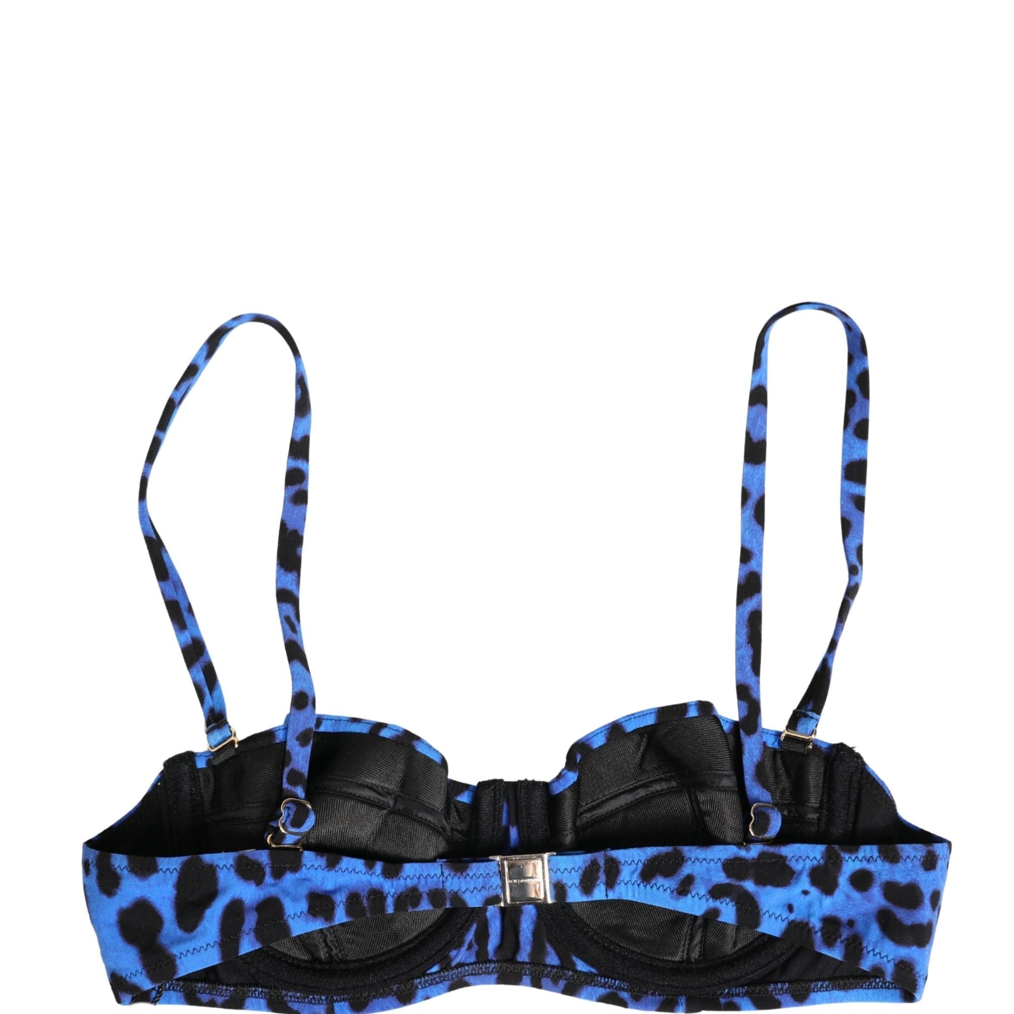 Dolce & Gabbana Blue Leopard Print Padded Balconnet Bra Underwear