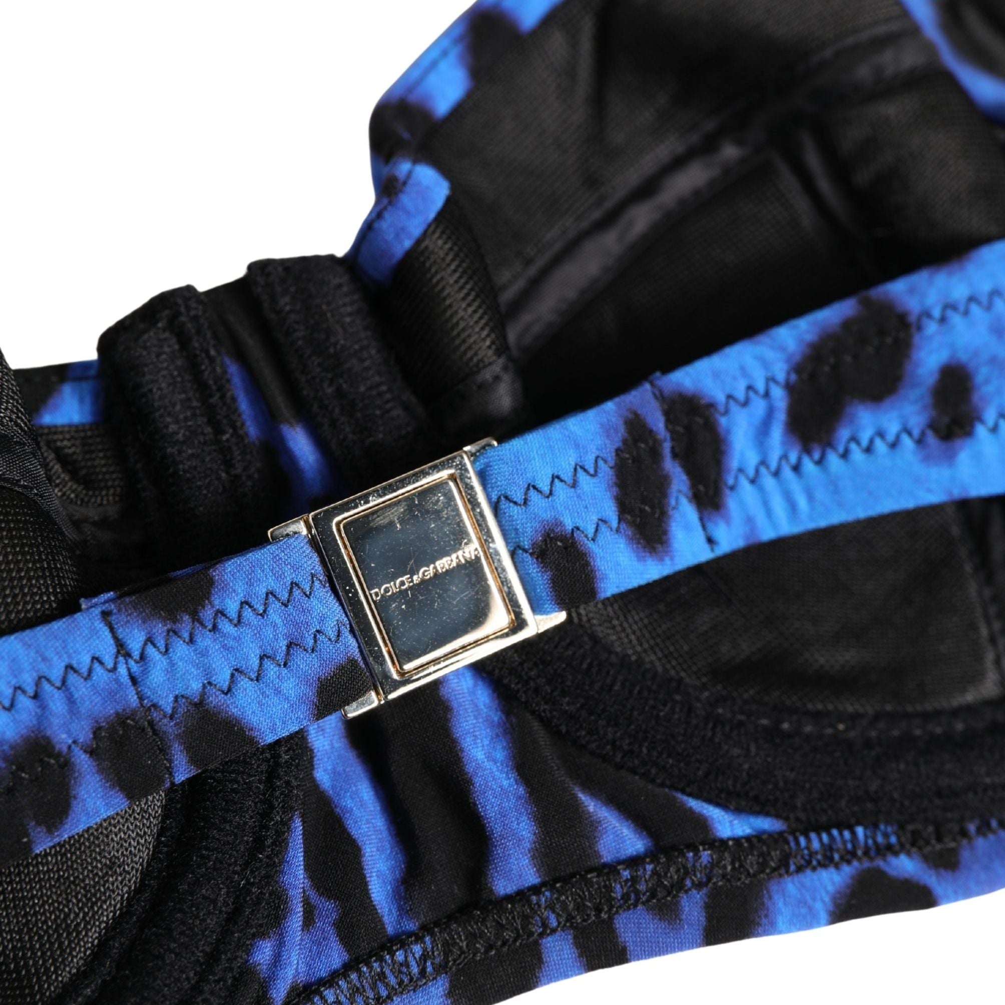 Dolce & Gabbana Blue Leopard Print Padded Balconnet Bra Underwear