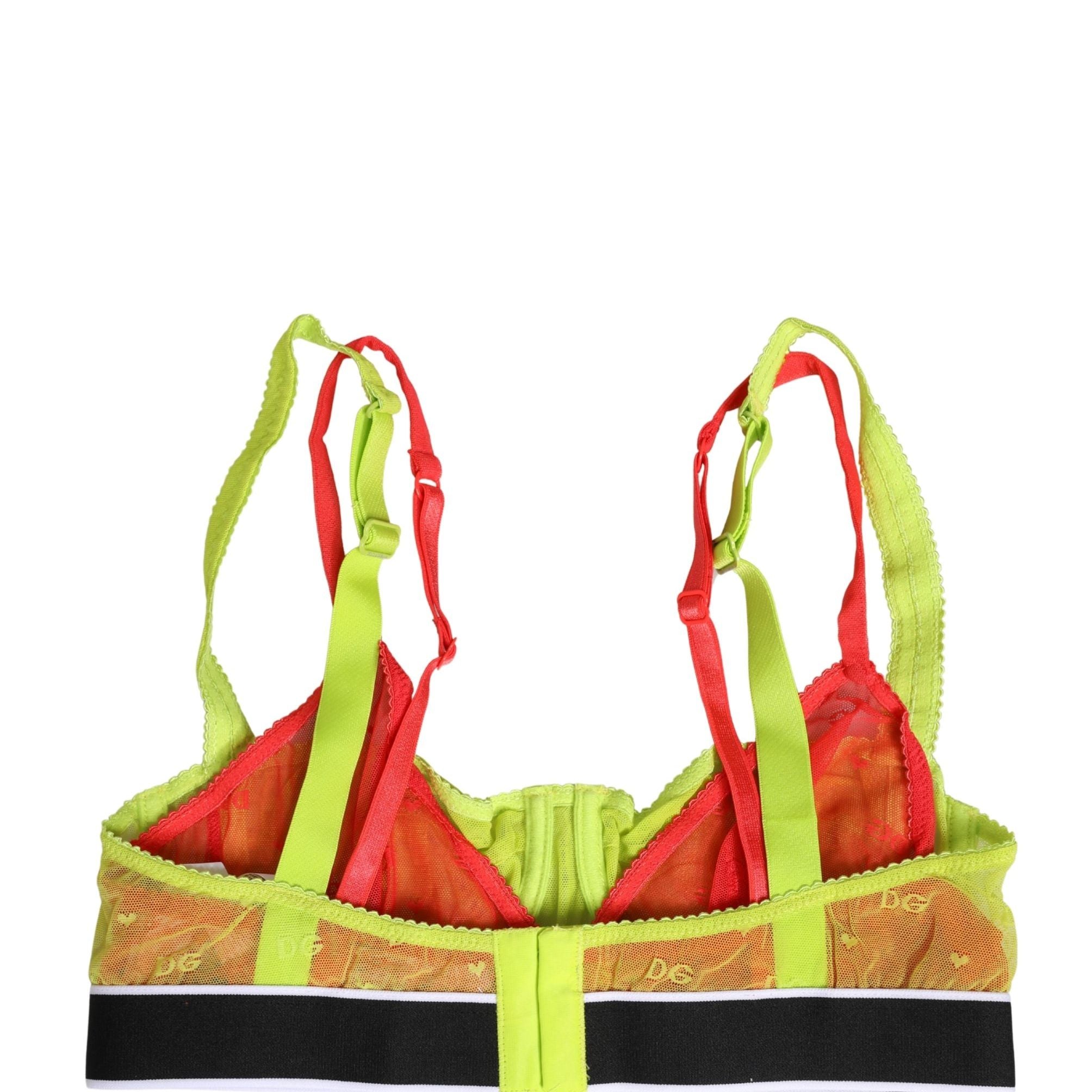 Dolce & Gabbana Yellow Nylon Layered Lace Balconnet Bra Underwear