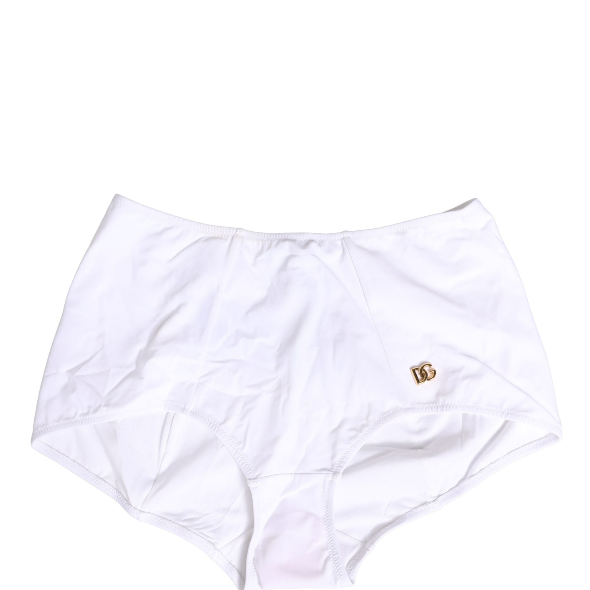 Dolce & Gabbana White Halter Top High Waist Bikini Bottom Swimwear